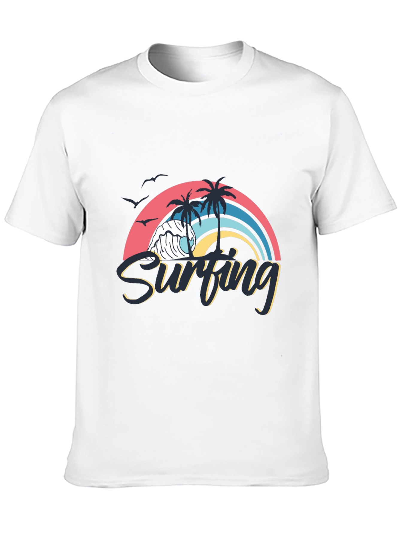 Surfing Wave Graphic Black T-Shirt