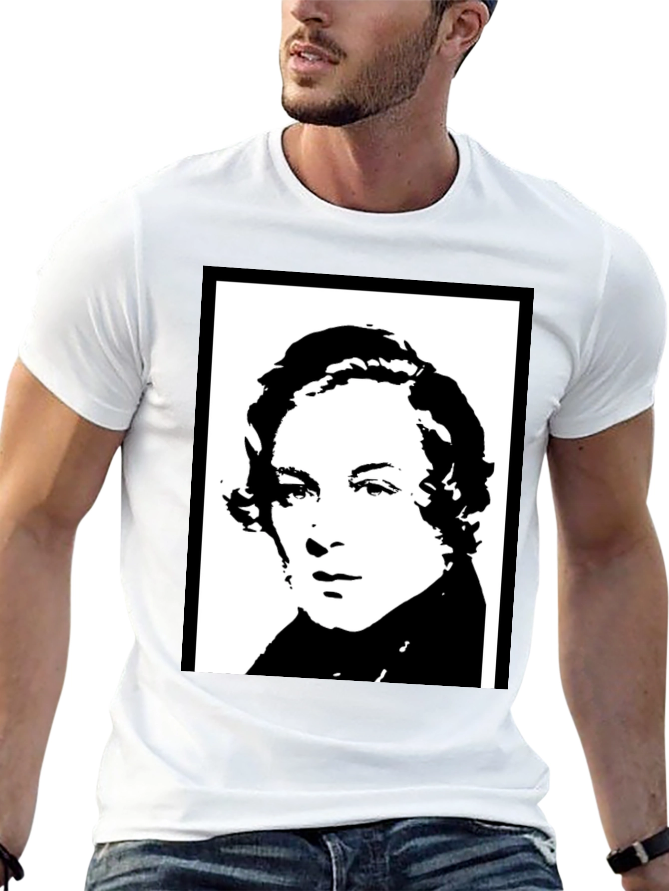 Black T-Shirt with Historical Portrait