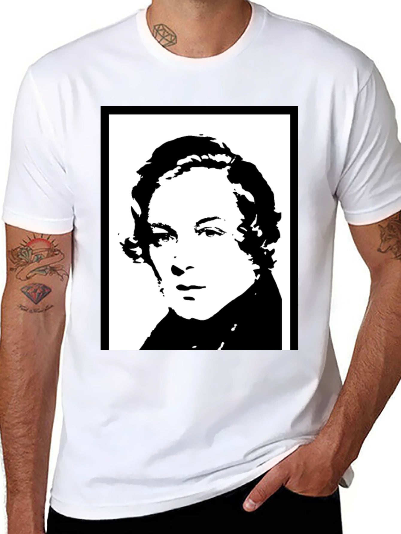 Black T-Shirt with Historical Portrait