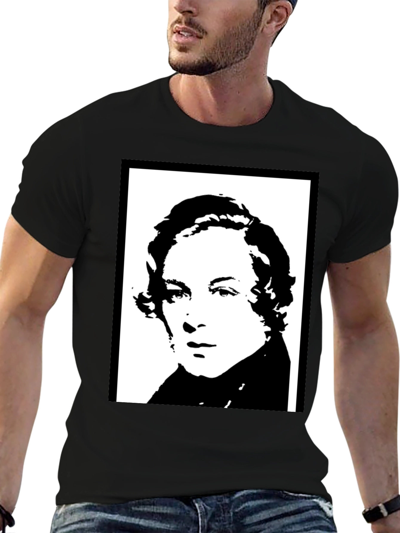 Black T-Shirt with Historical Portrait
