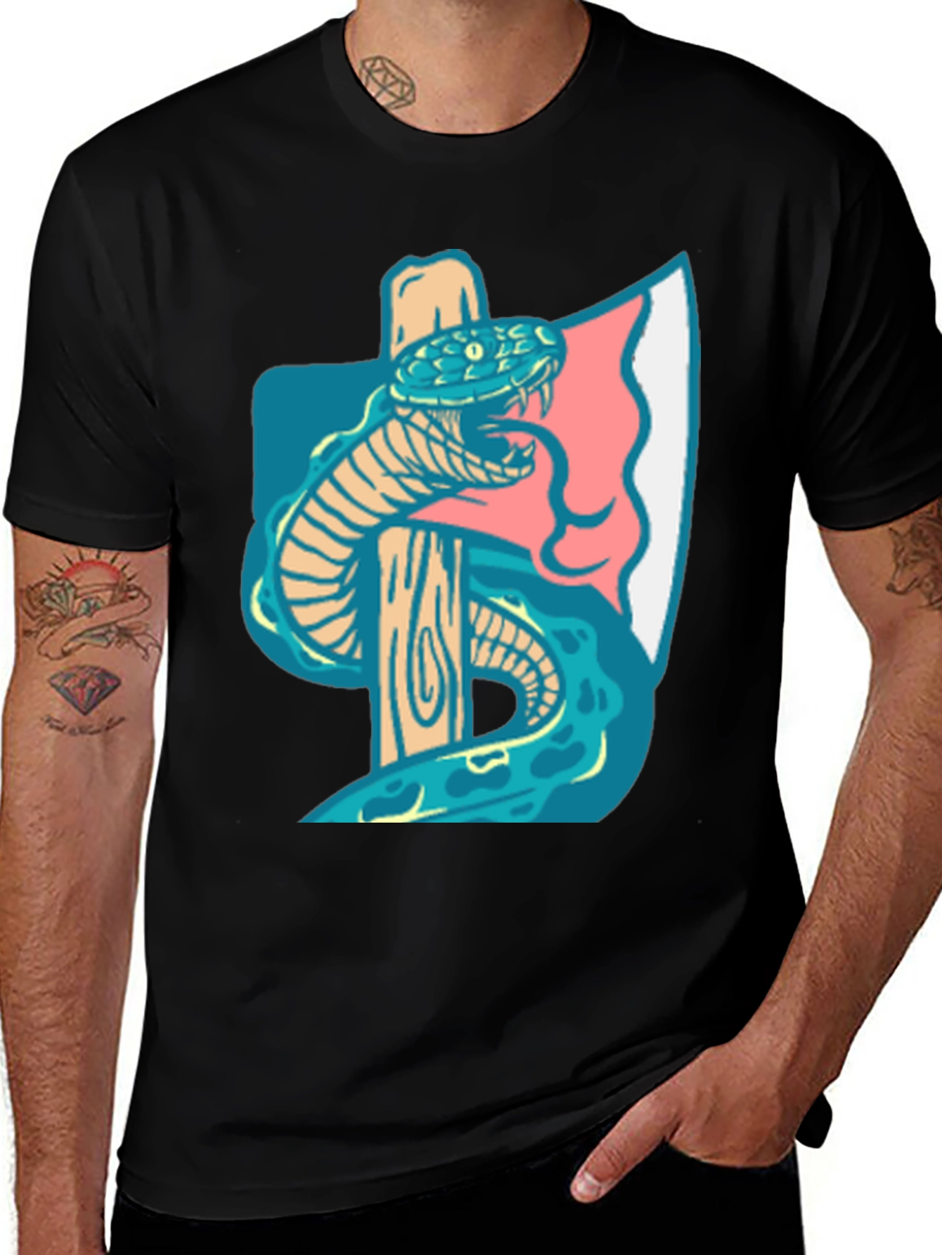 Axe & Snake Graphic Tee - Cool Casual Style