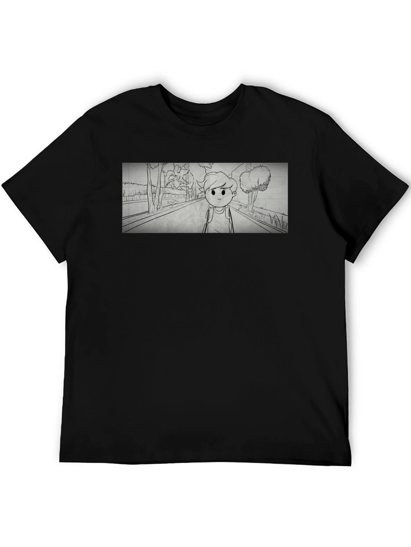 Cartoon Sketch Black T-Shirt