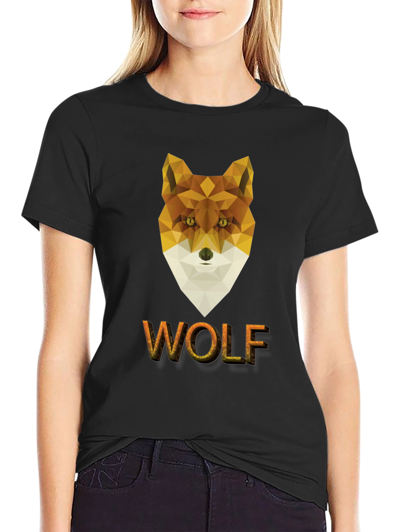 Geometric Wolf Graphic Tee - Modern Animal Print Shirt