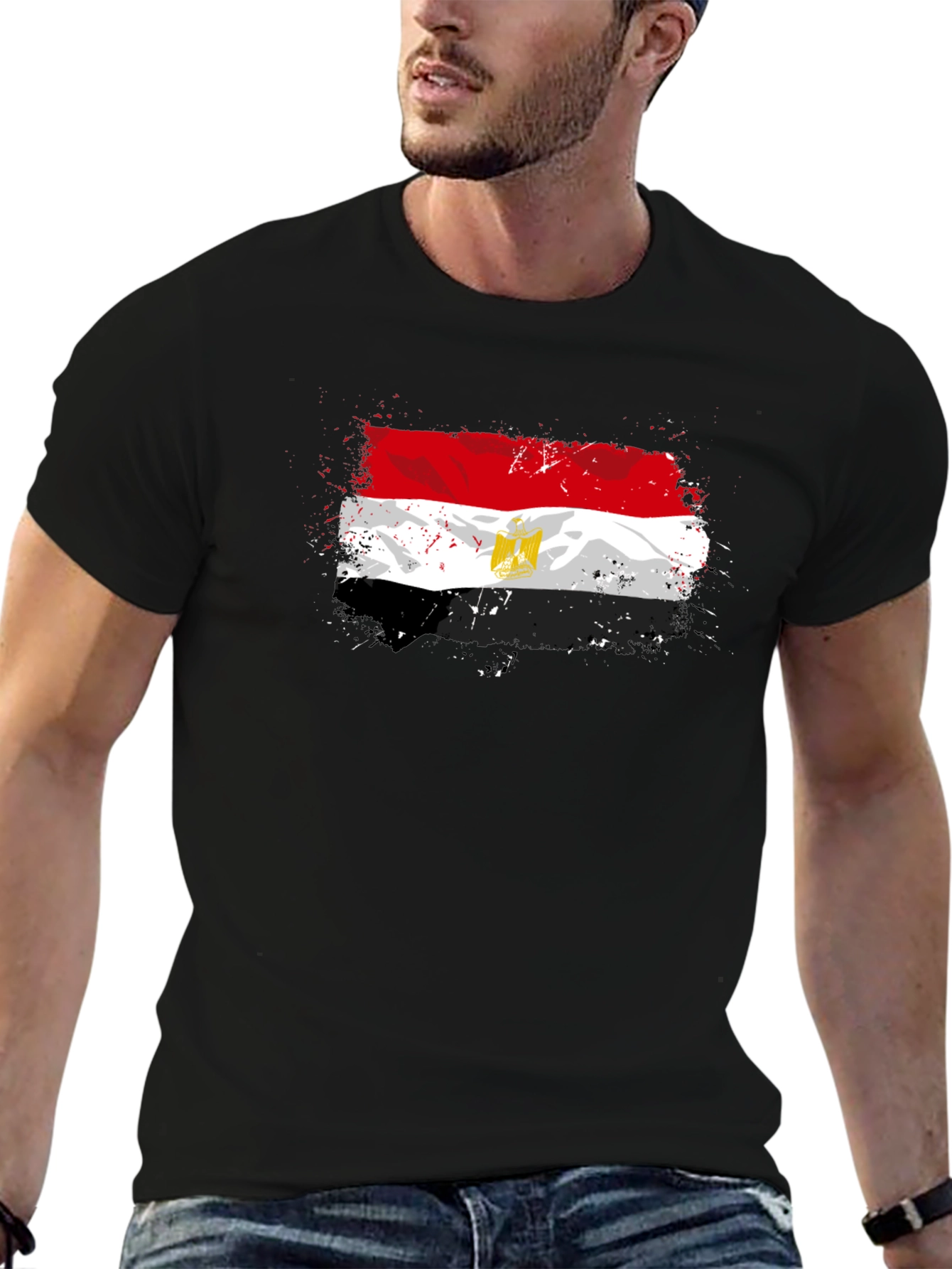 Egypt Flag Graphic T-Shirt - Black Cotton Tee