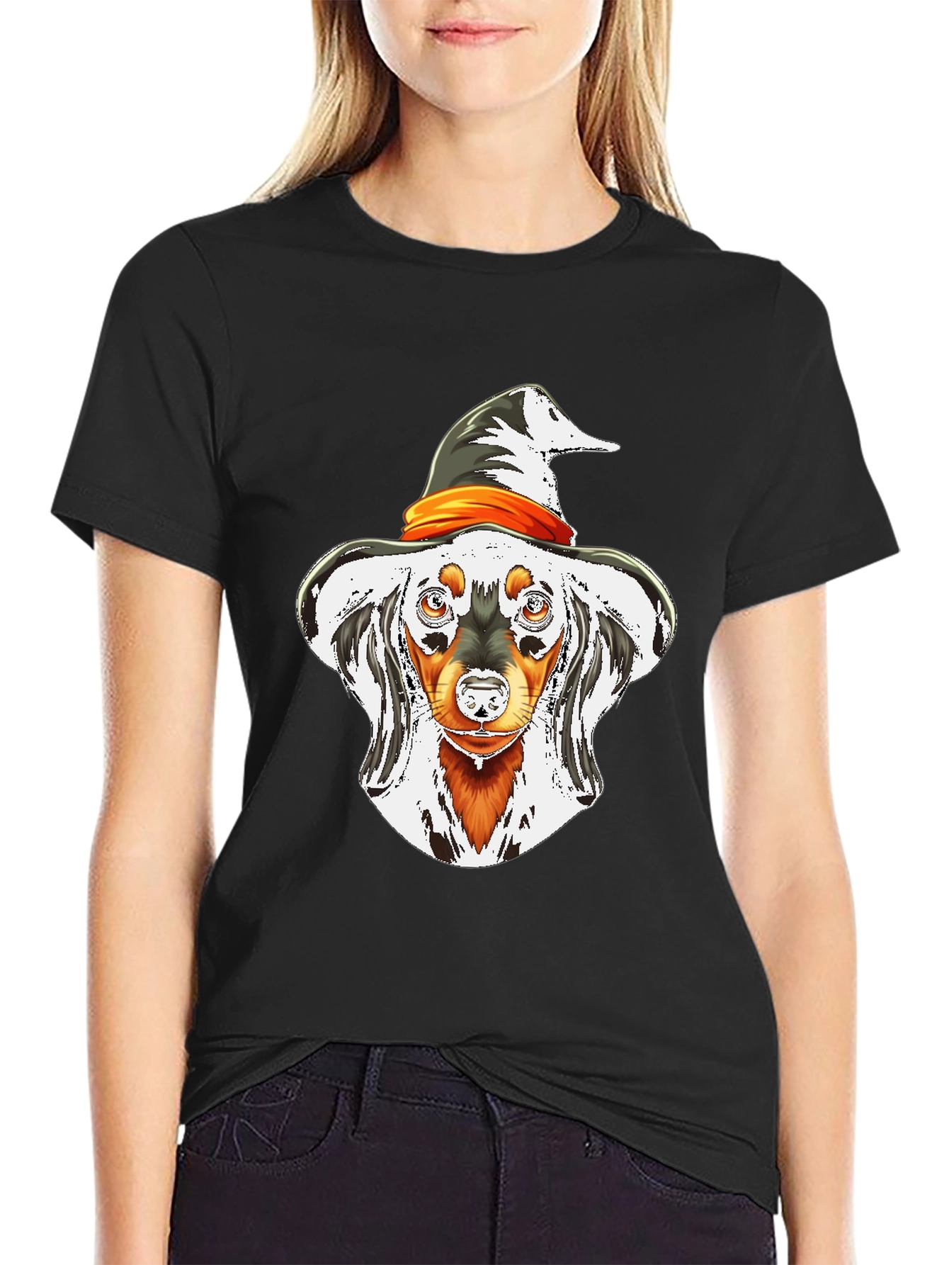 Halloween Dachshund Witch T-Shirt