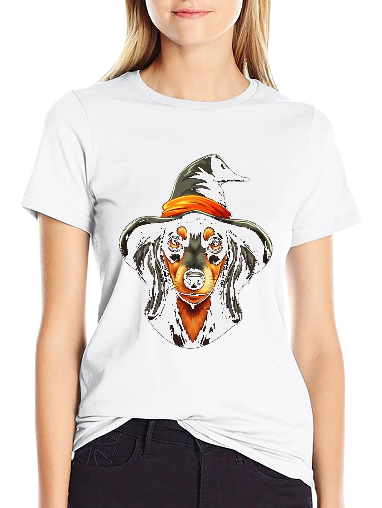 Halloween Dachshund Witch T-Shirt
