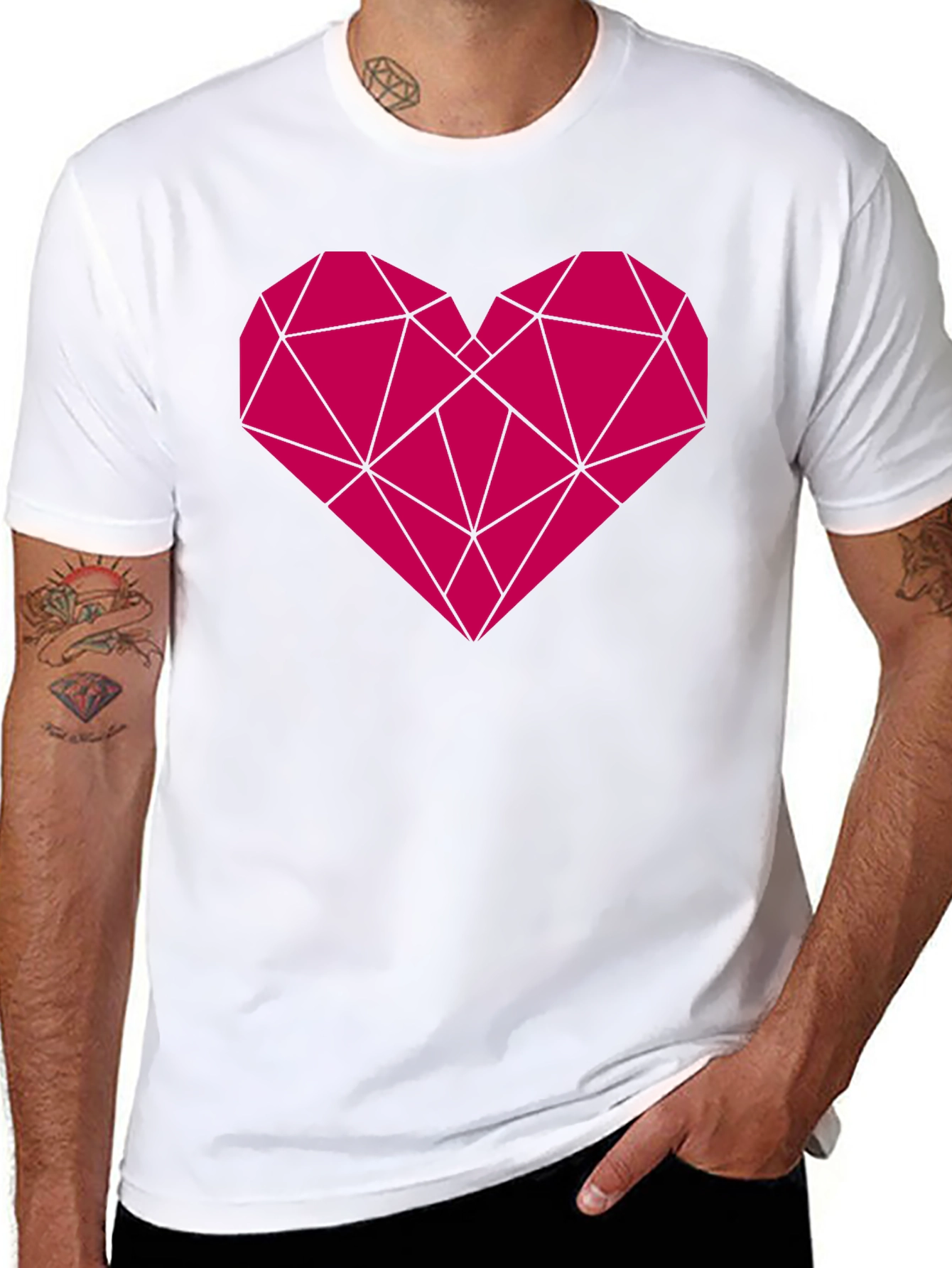 Geometric Heart Graphic Black T-Shirt