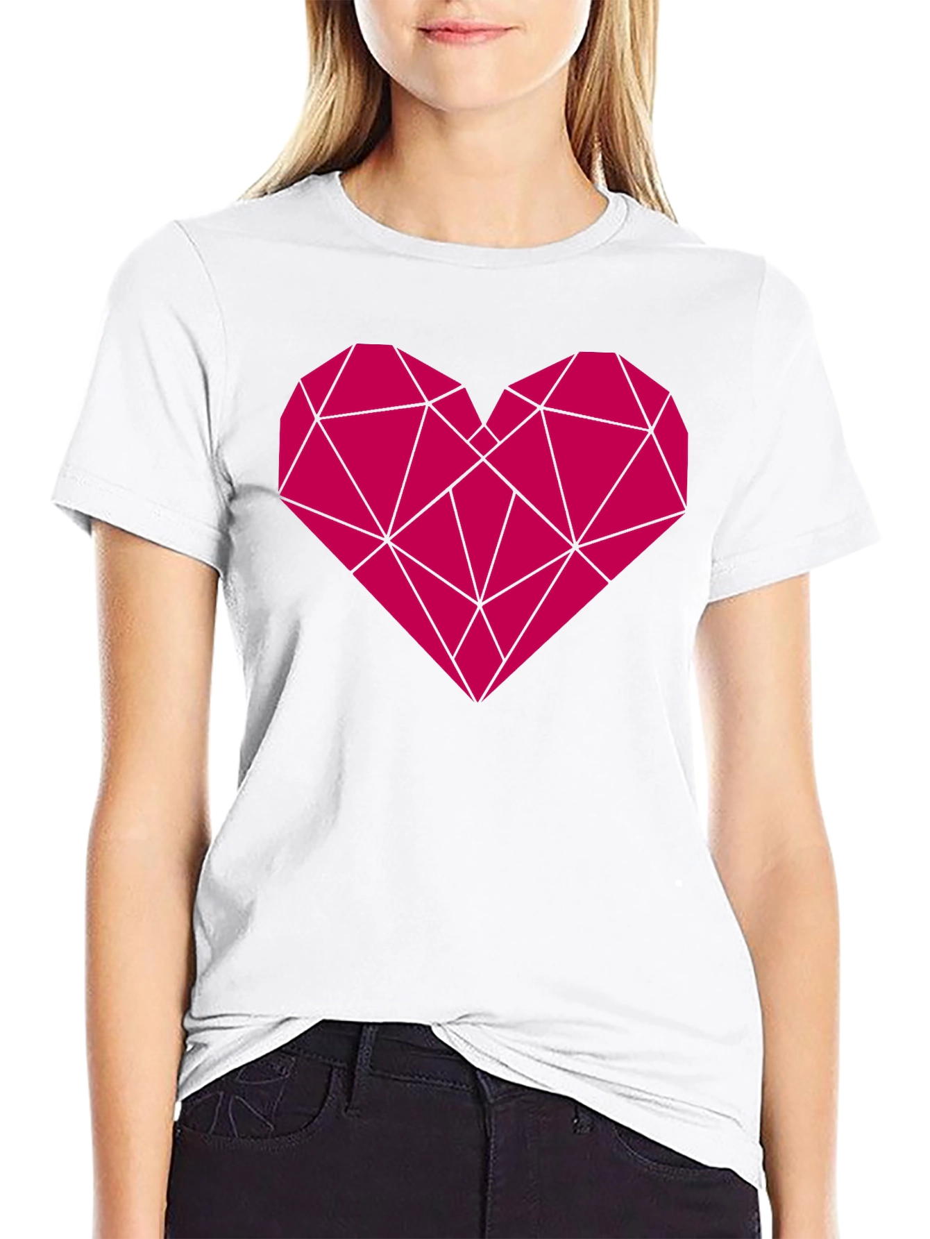 Geometric Heart Graphic Black T-Shirt