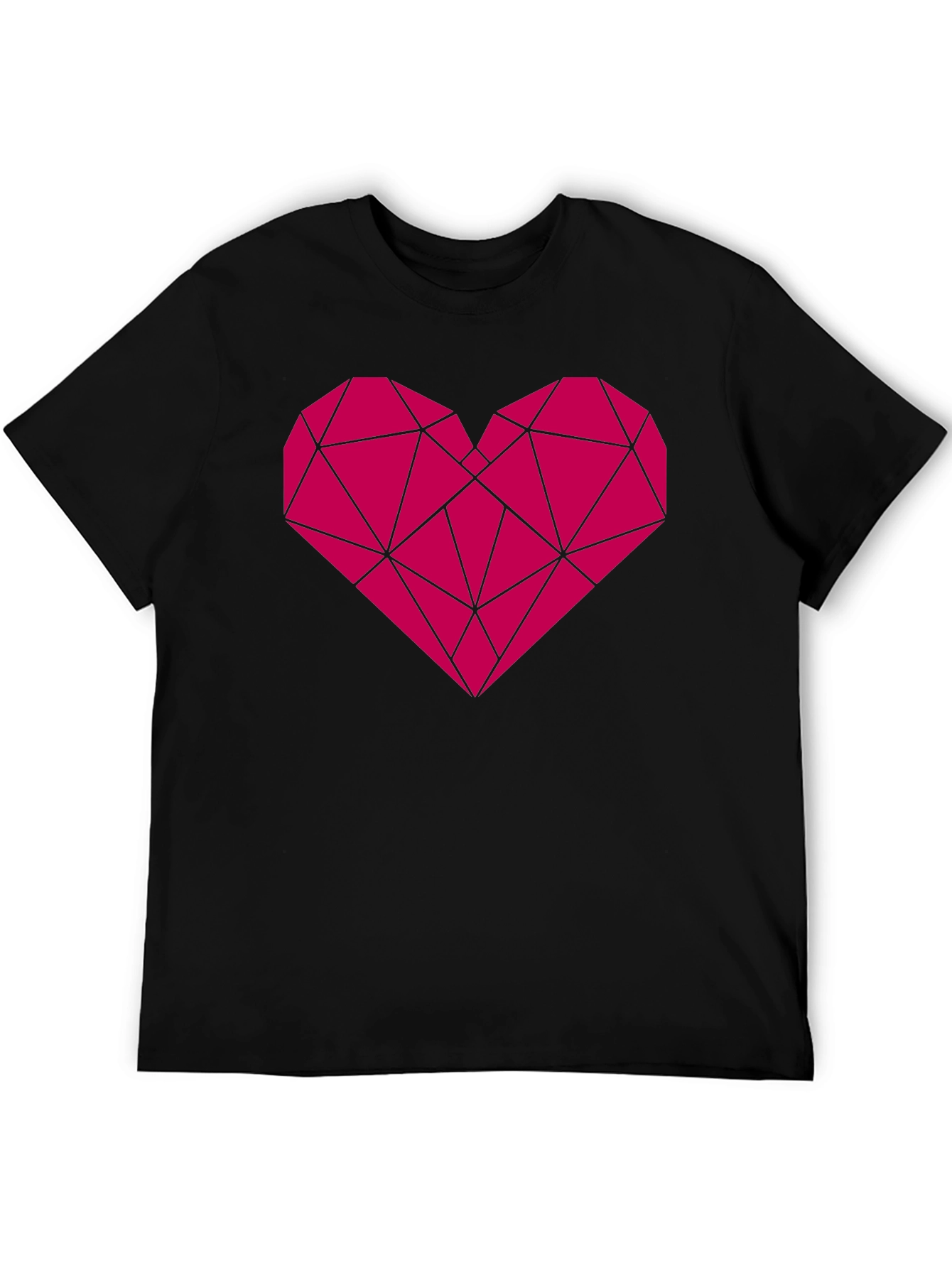 Geometric Heart Graphic Black T-Shirt