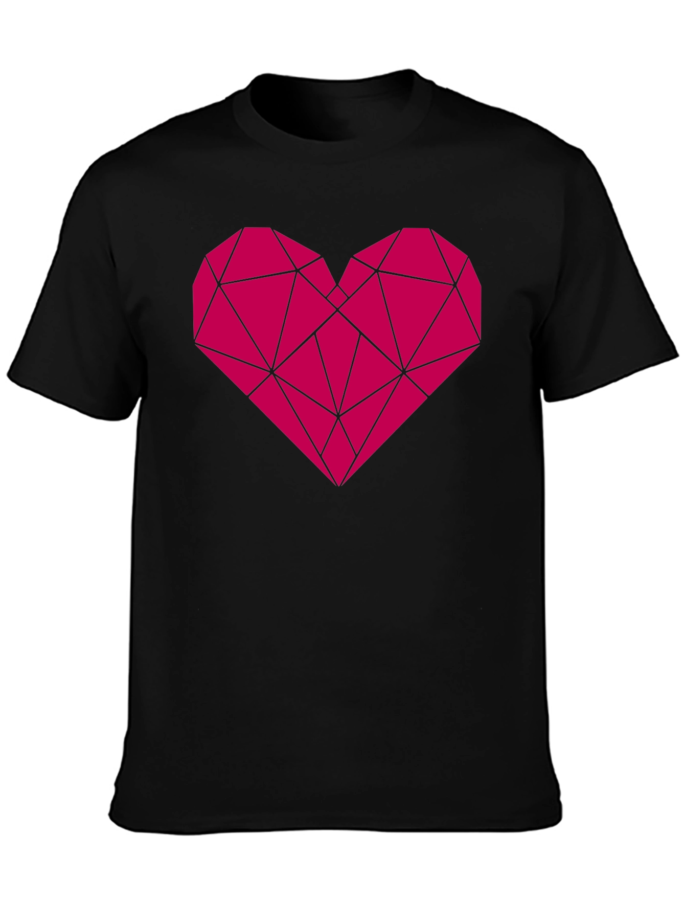 Geometric Heart Graphic Black T-Shirt
