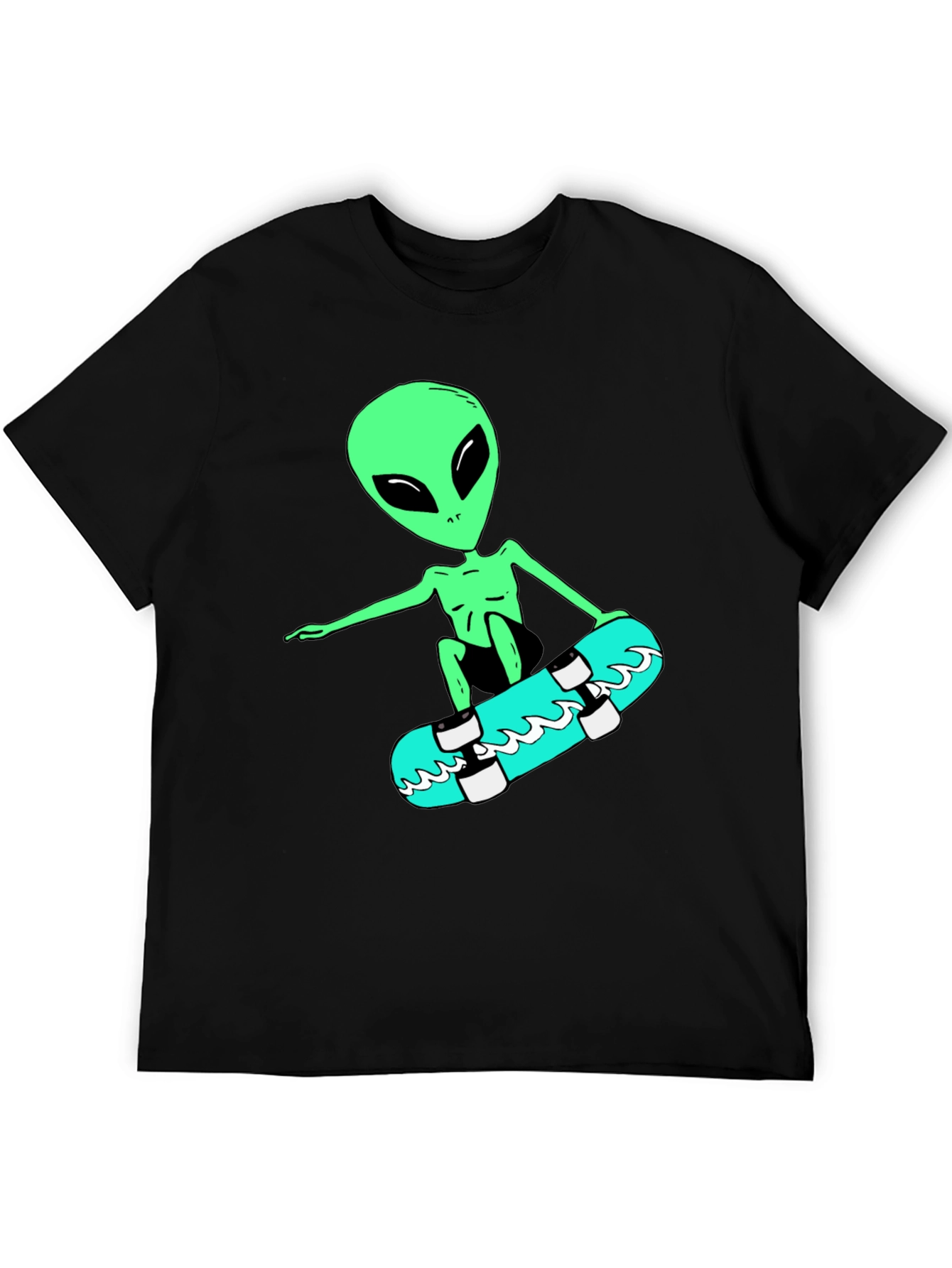 Alien Skateboarder Graphic Tee - Black