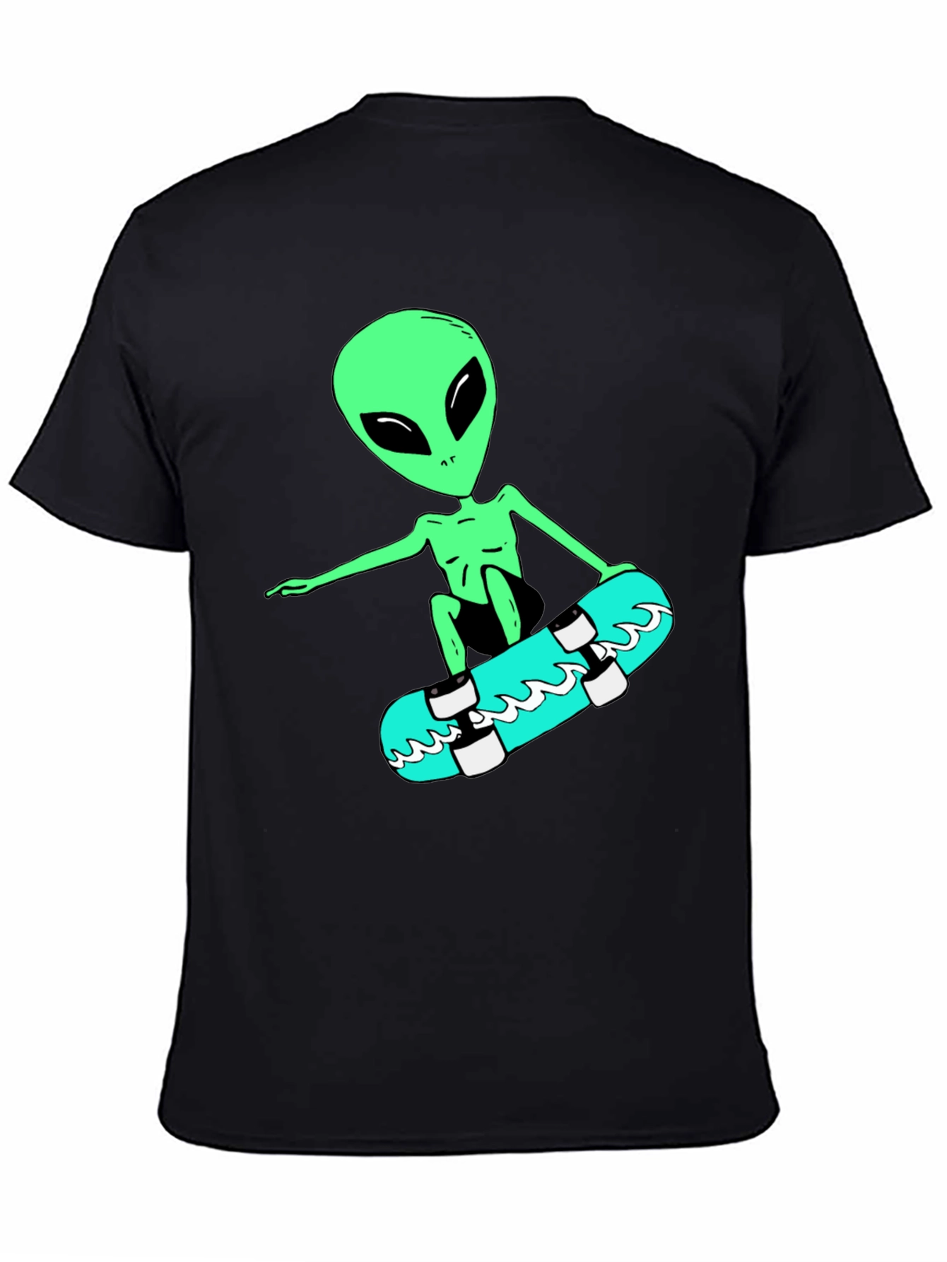 Alien Skateboarder Graphic Tee - Black