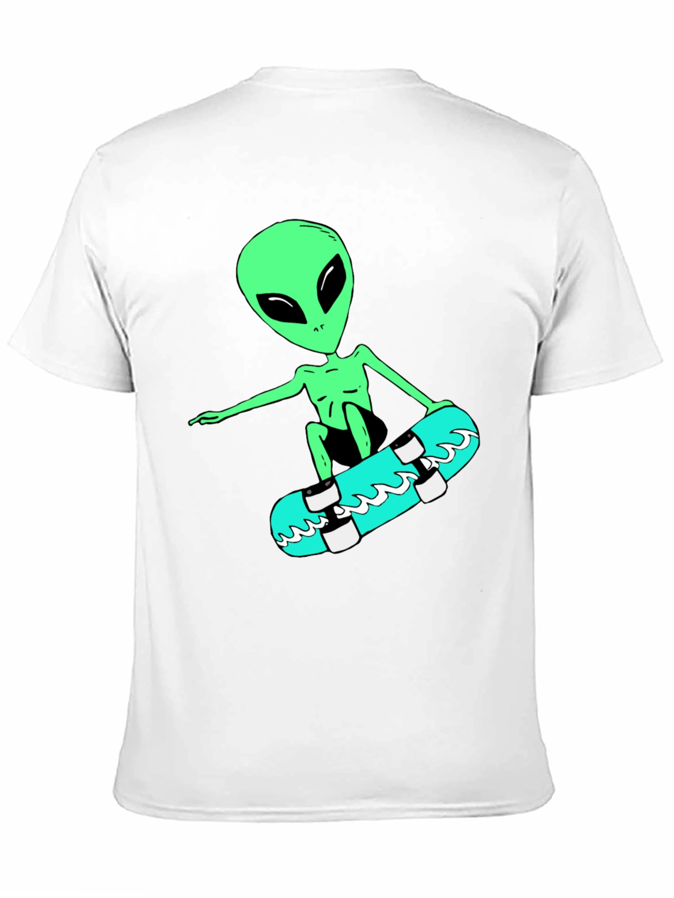 Alien Skateboarder Graphic Tee - Black