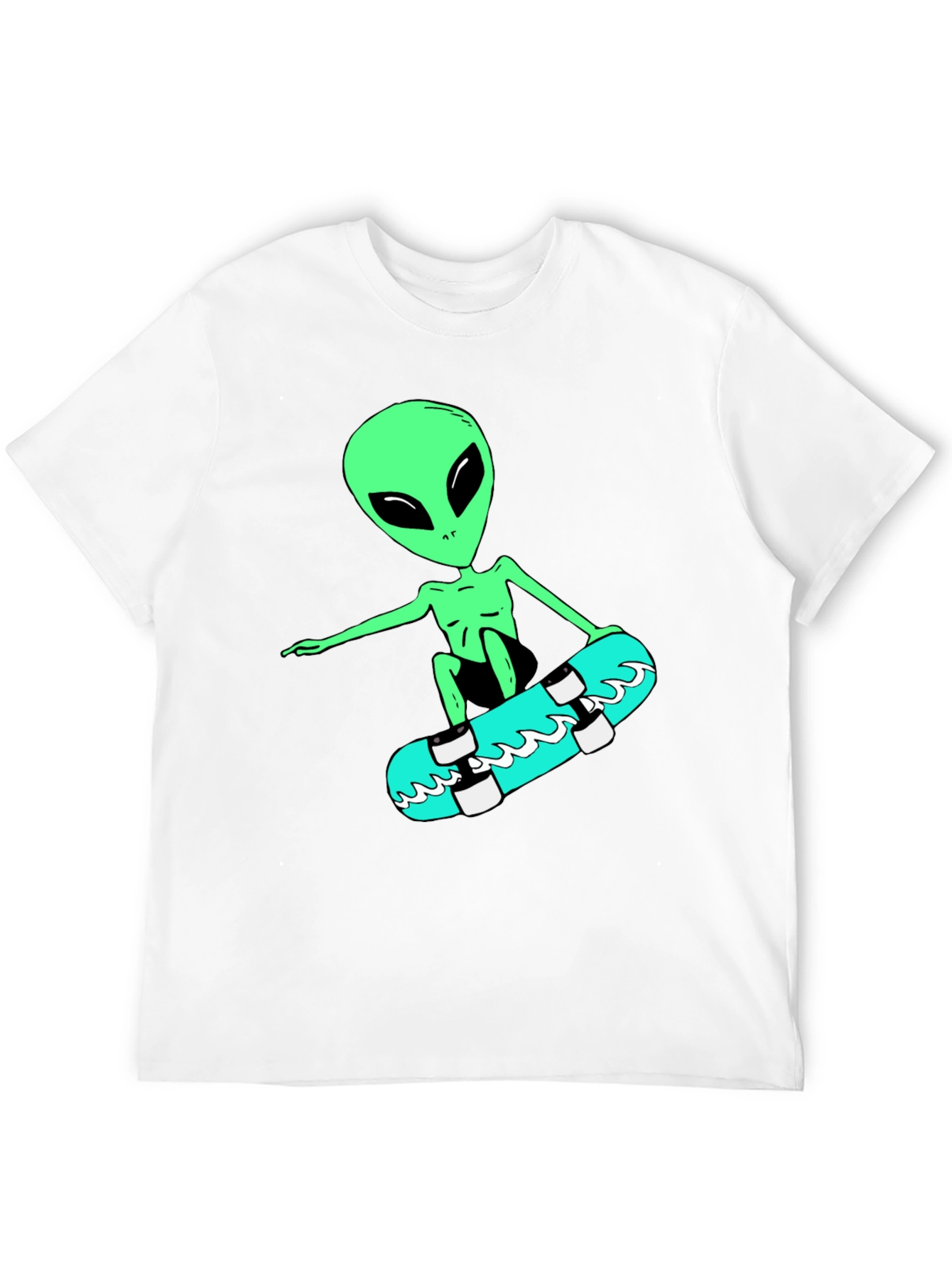 Alien Skateboarder Graphic Tee - Black