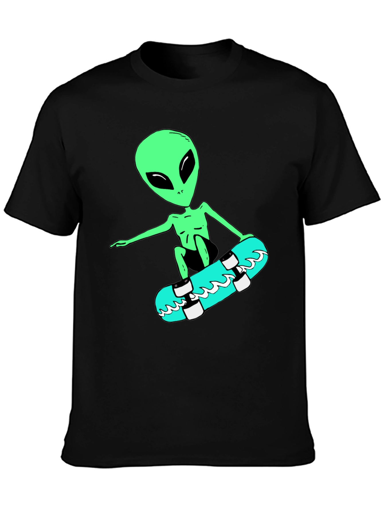 Alien Skateboarder Graphic Tee - Black