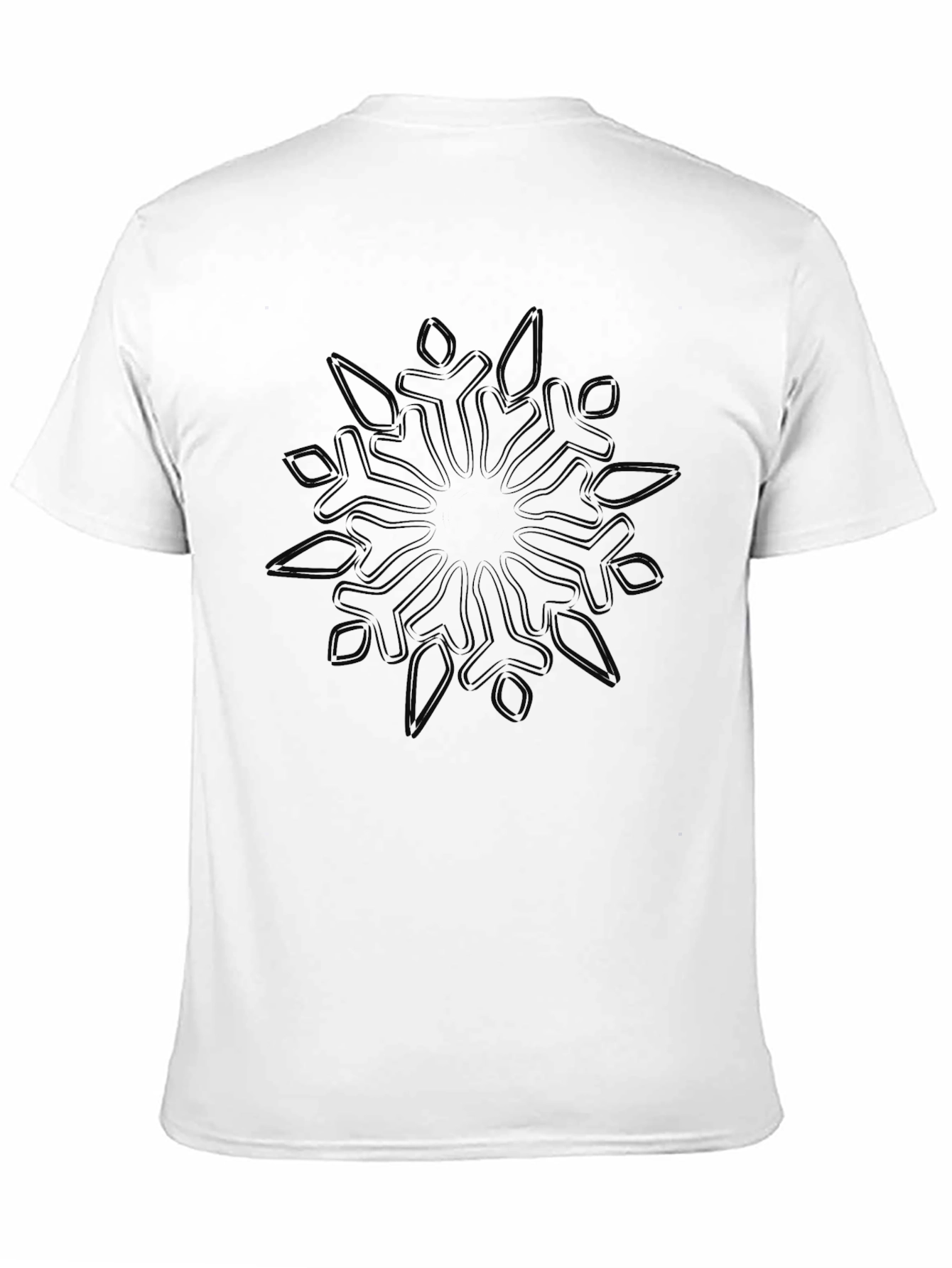Mens Black Snowflake Graphic T-Shirt - Casual Cotton Tee