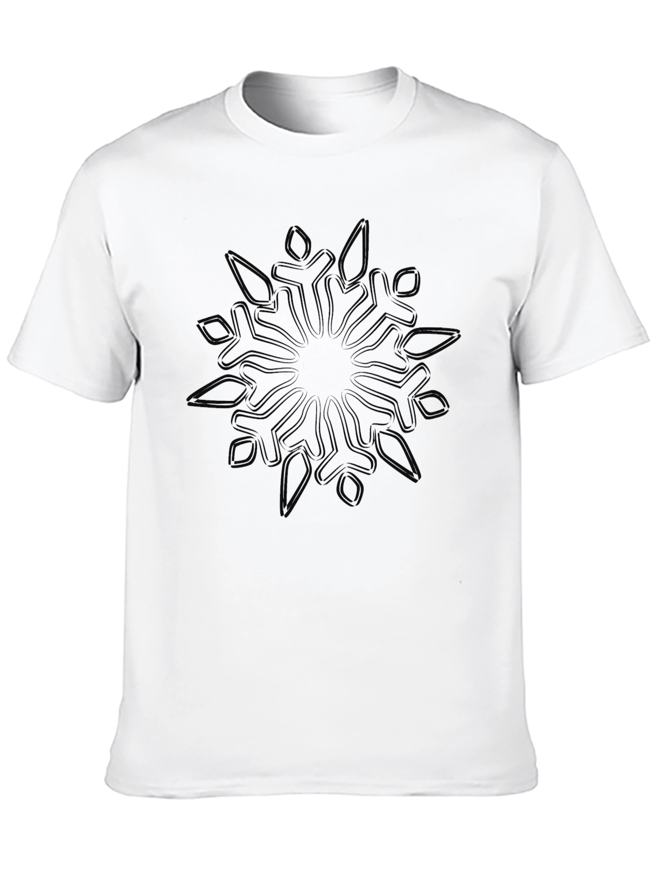 Mens Black Snowflake Graphic T-Shirt - Casual Cotton Tee