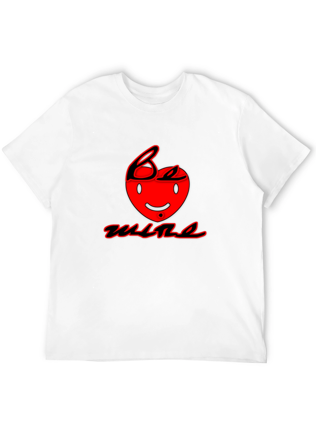 Be Mine Black T-Shirt with Red Heart Graphic