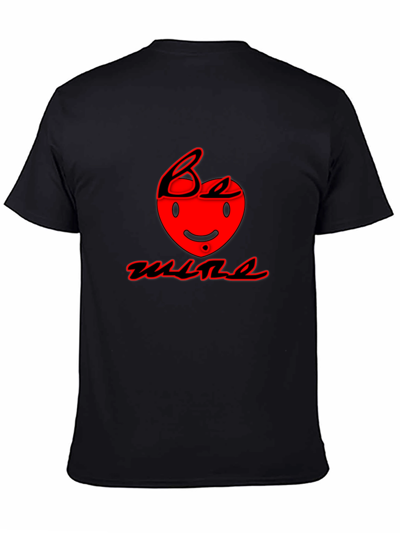 Be Mine Black T-Shirt with Red Heart Graphic
