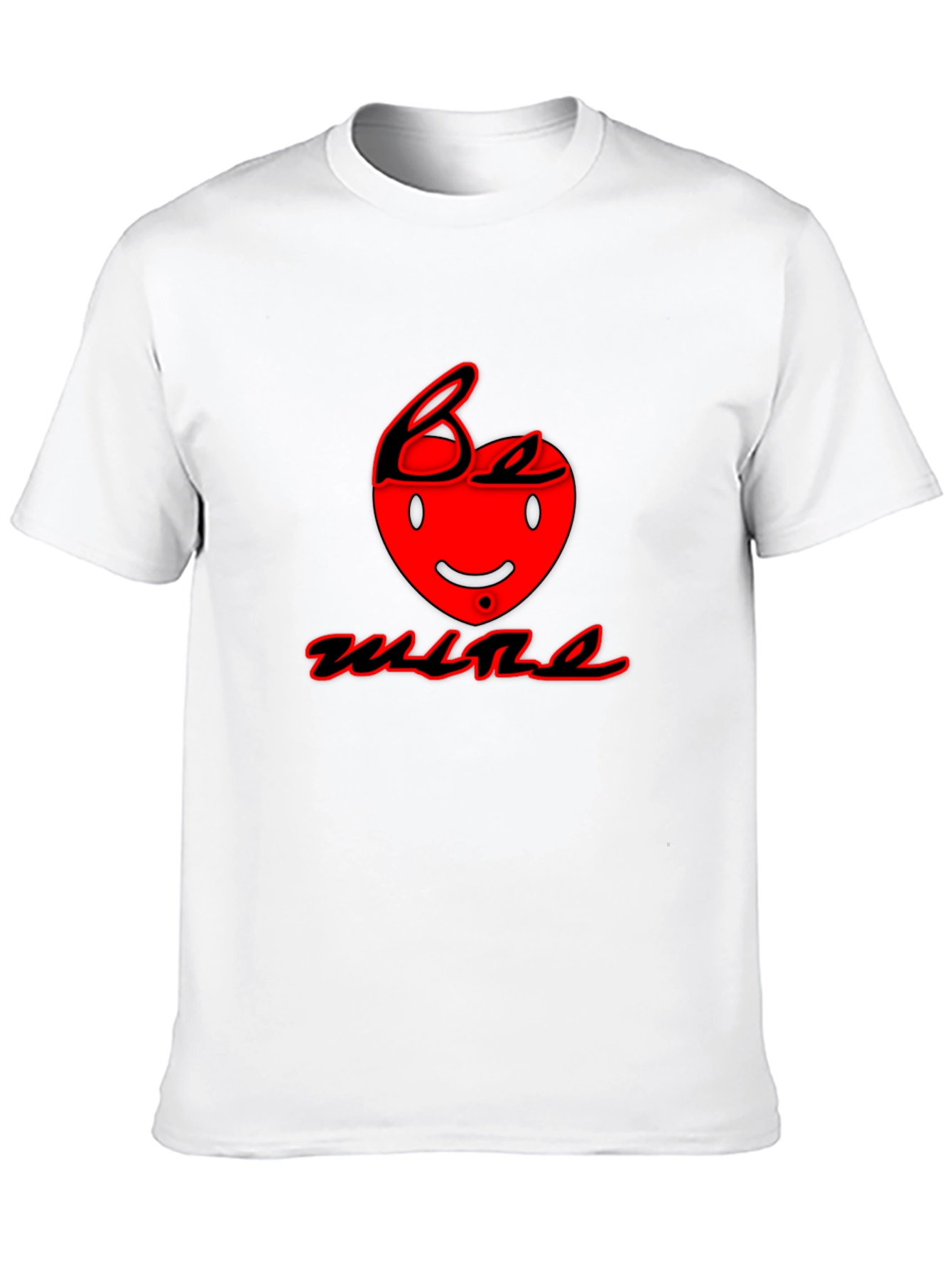 Be Mine Black T-Shirt with Red Heart Graphic