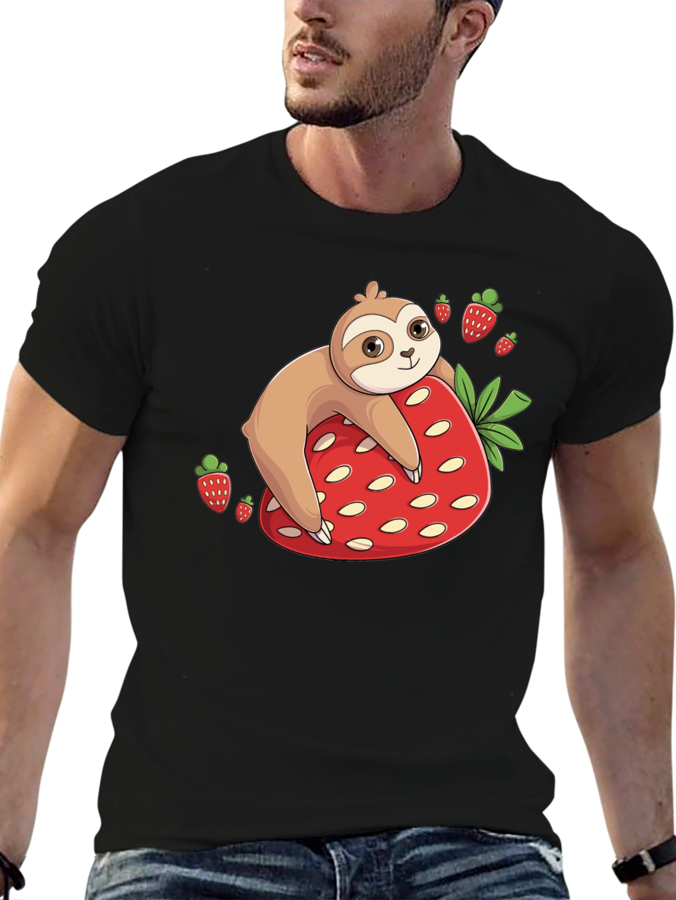 Sloth Strawberry T-Shirt - Cute Cartoon Design