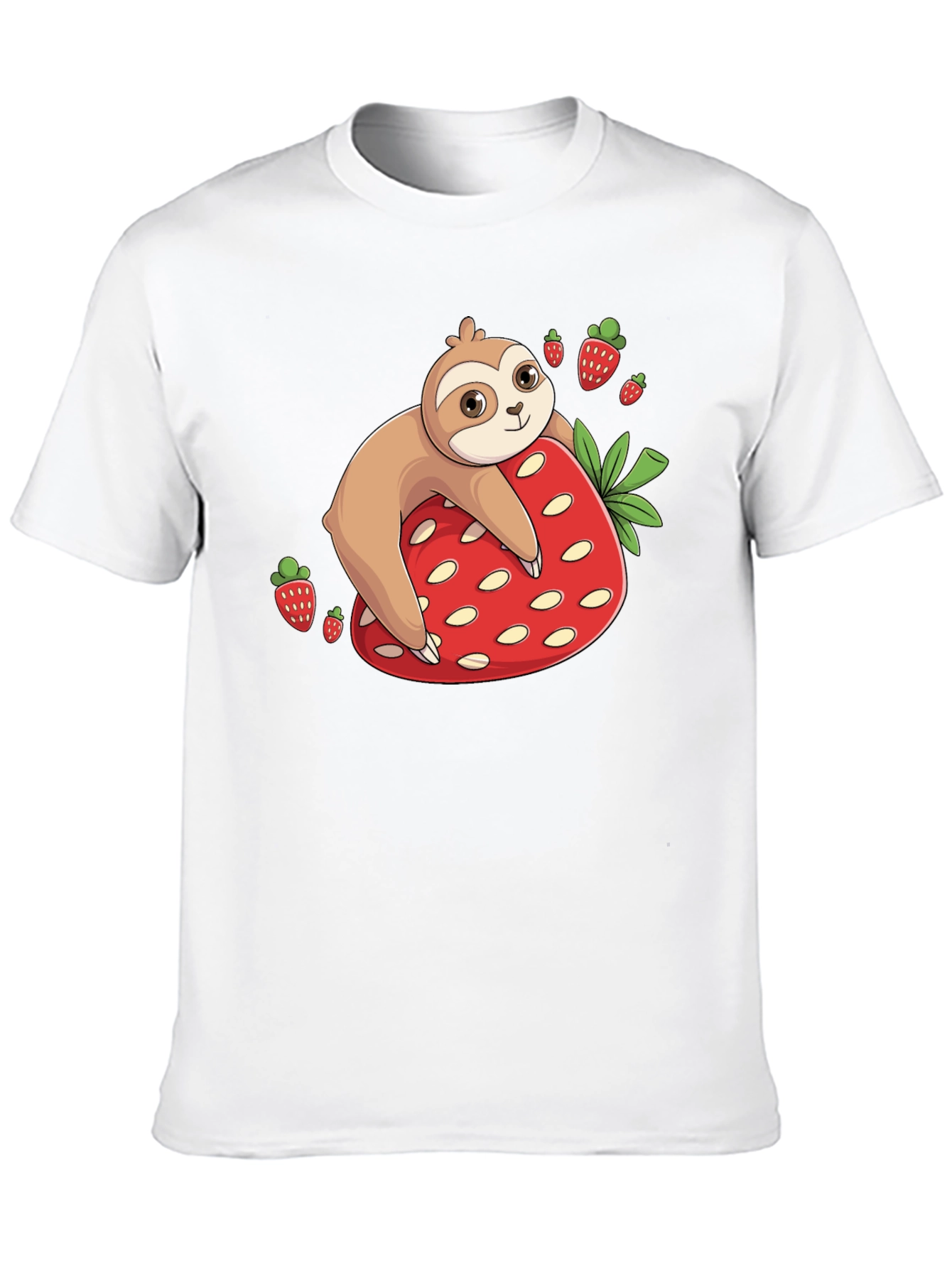 Sloth Strawberry T-Shirt - Cute Cartoon Design