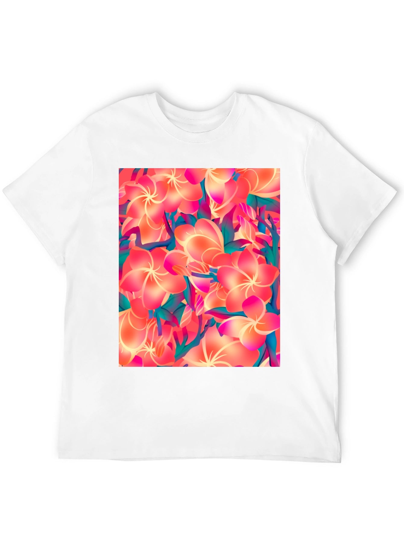 Tropical Floral Print Black T-Shirt