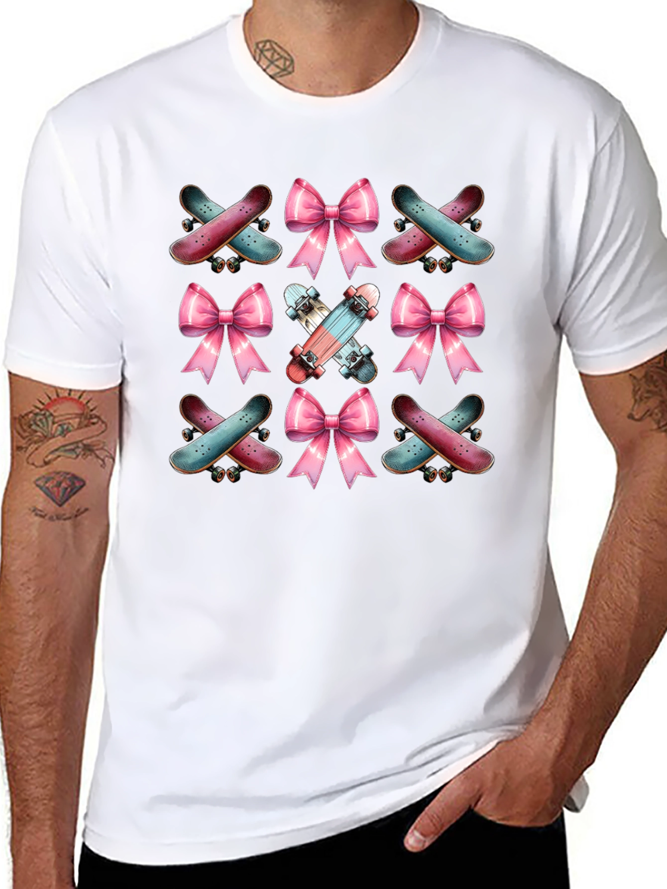 Skateboard & Bows Graphic Tee