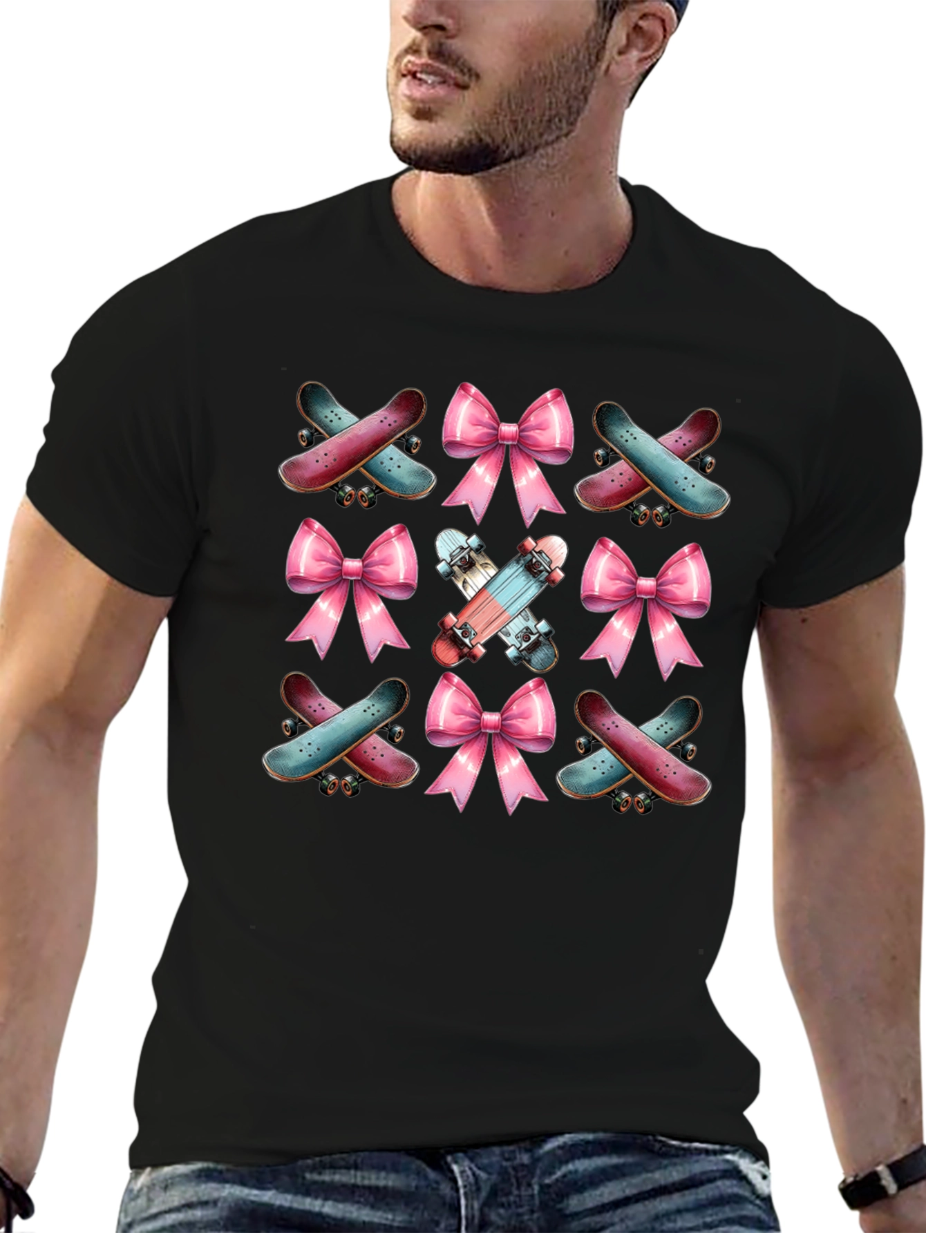 Skateboard & Bows Graphic Tee
