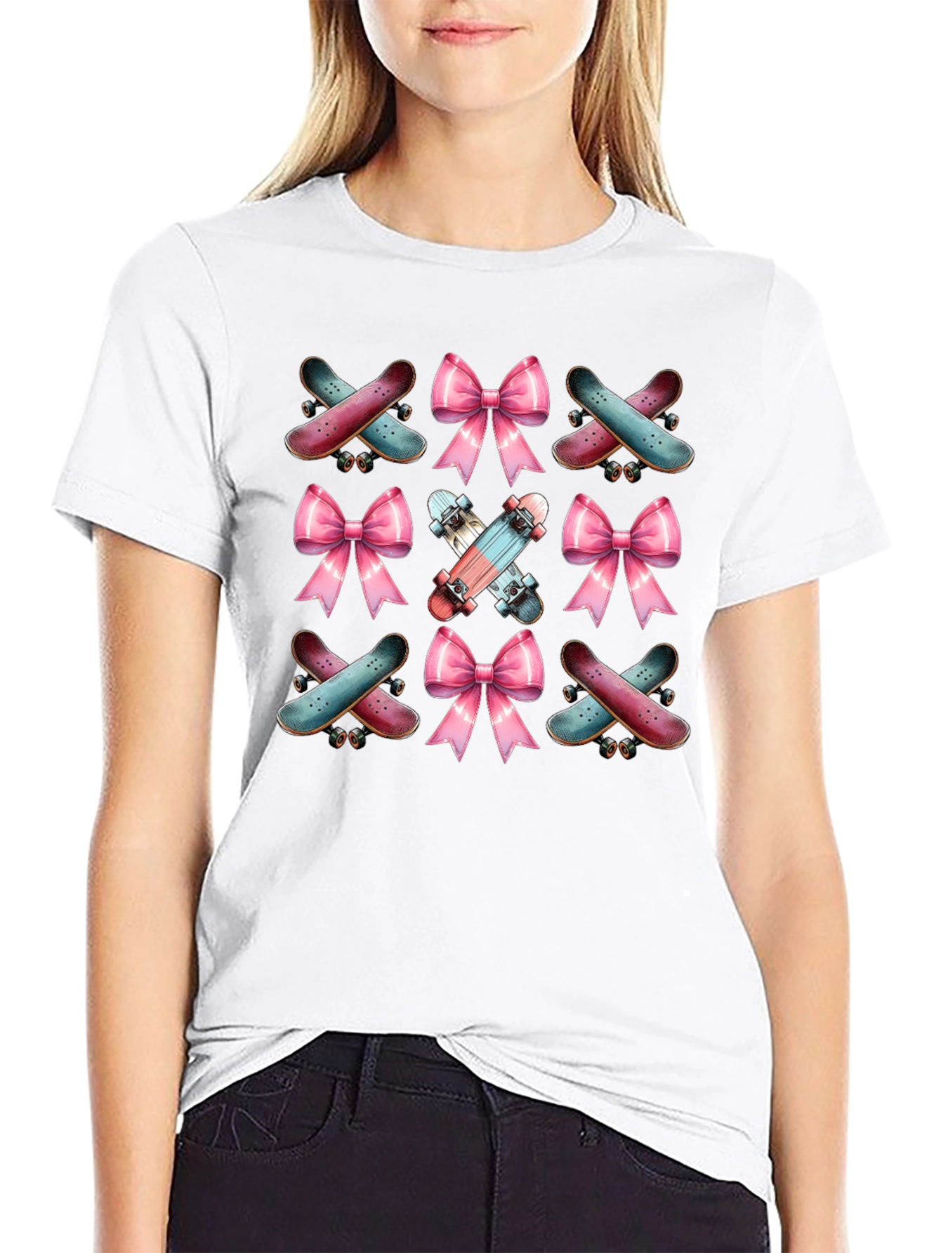 Skateboard & Bows Graphic Tee