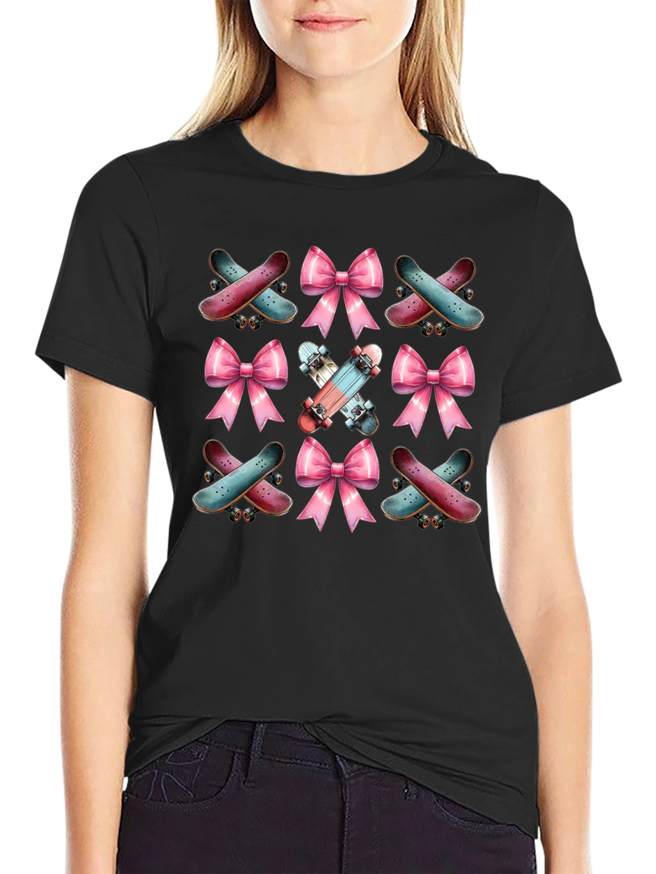 Skateboard & Bows Graphic Tee