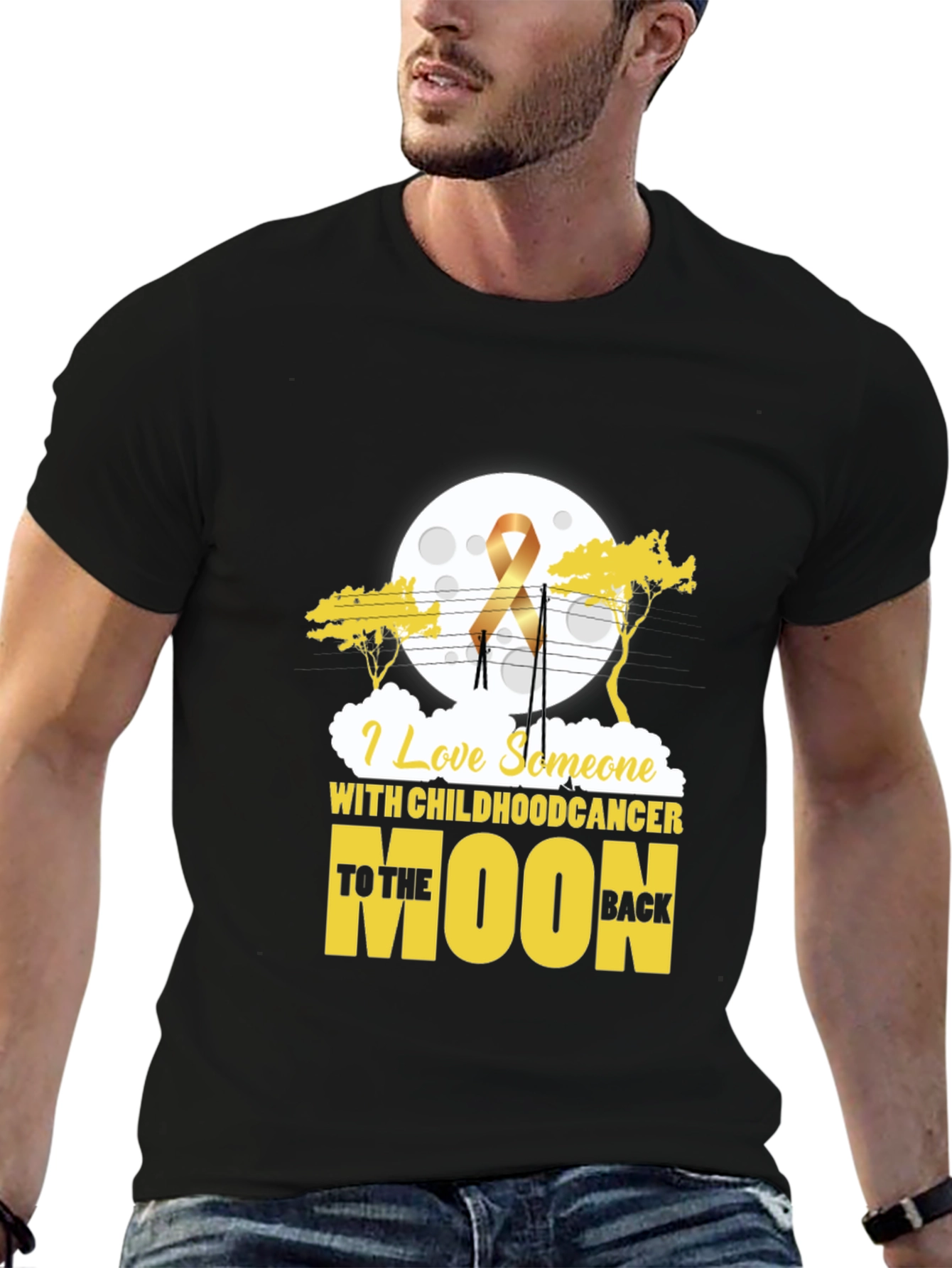 Childhood Cancer Awareness T-Shirt Moon Design