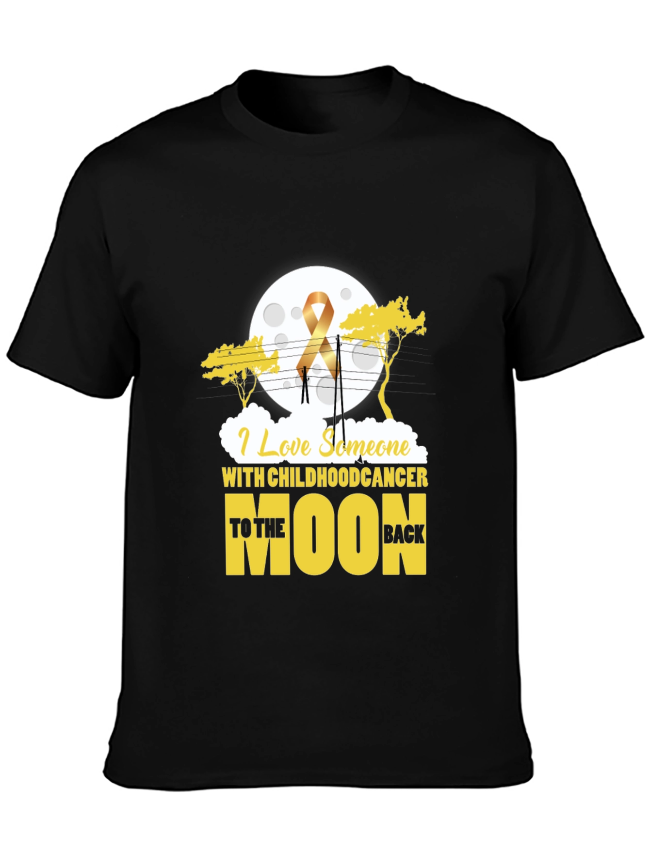 Childhood Cancer Awareness T-Shirt Moon Design