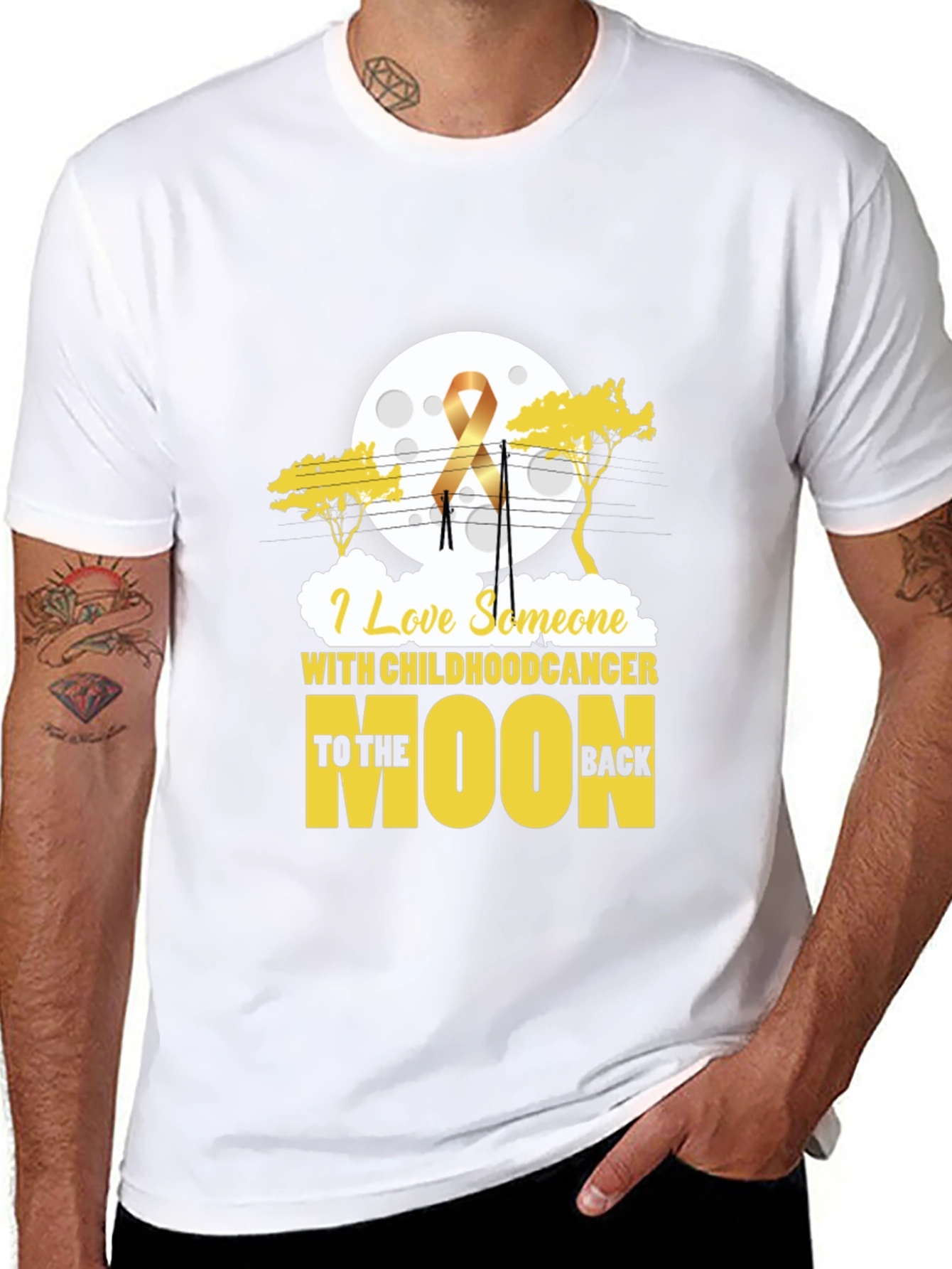 Childhood Cancer Awareness T-Shirt Moon Design
