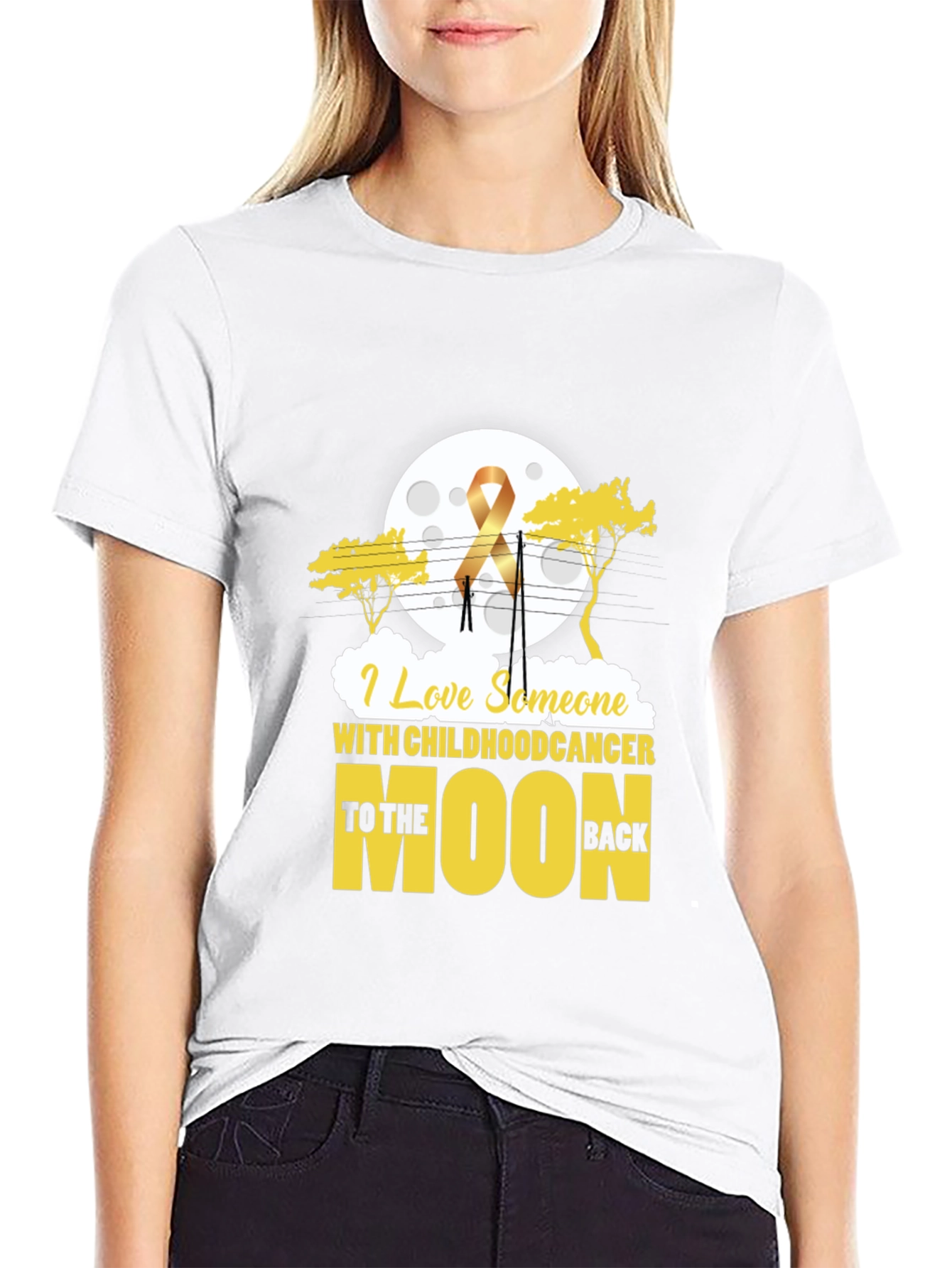 Childhood Cancer Awareness T-Shirt Moon Design