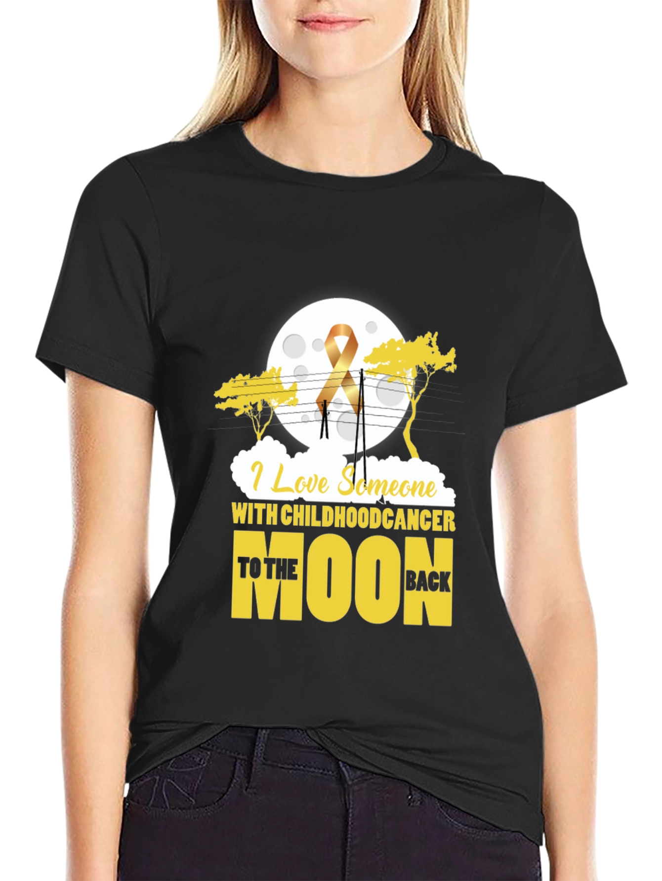 Childhood Cancer Awareness T-Shirt Moon Design