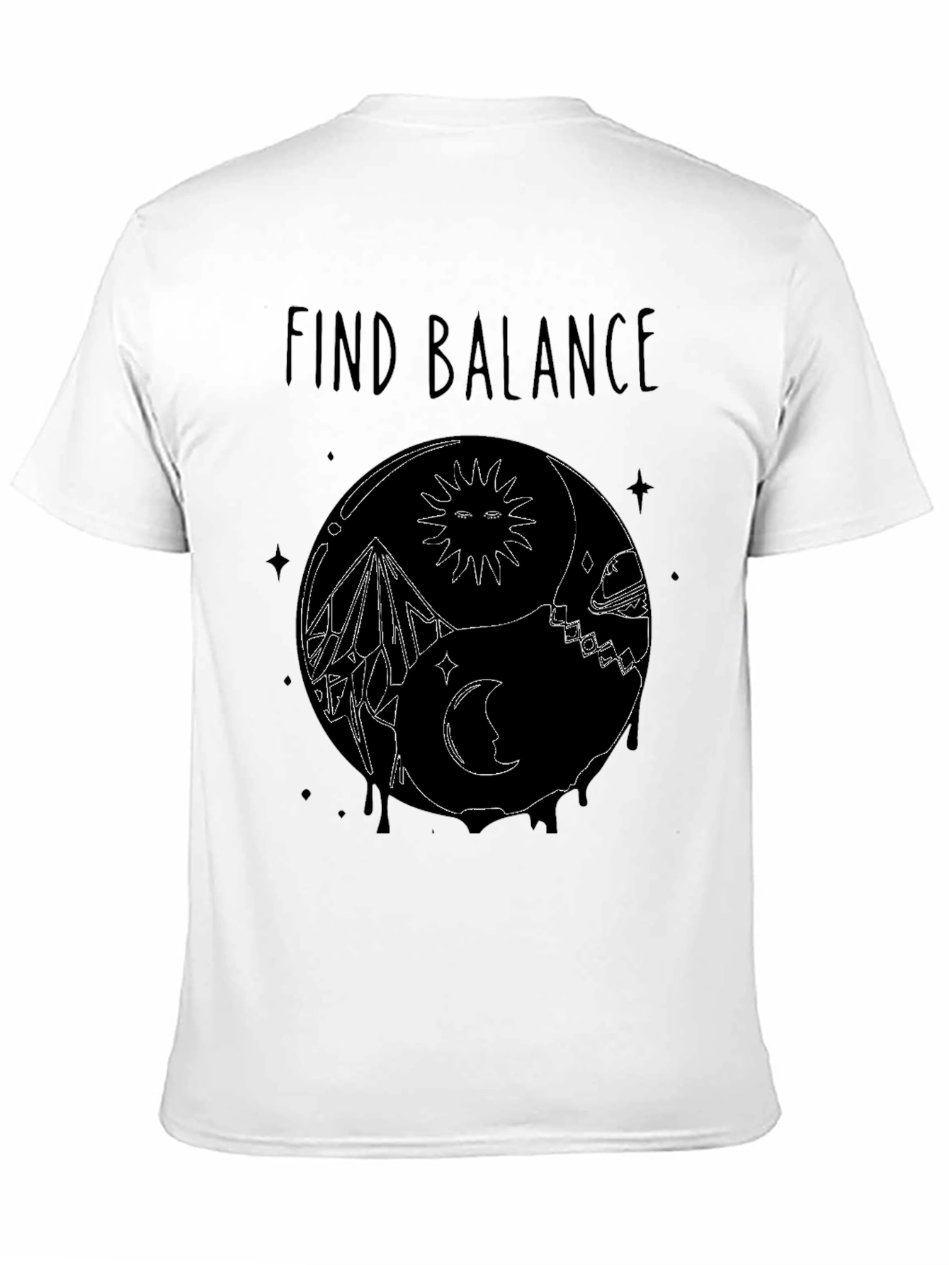Find Balance Yin Yang Black Graphic T-Shirt