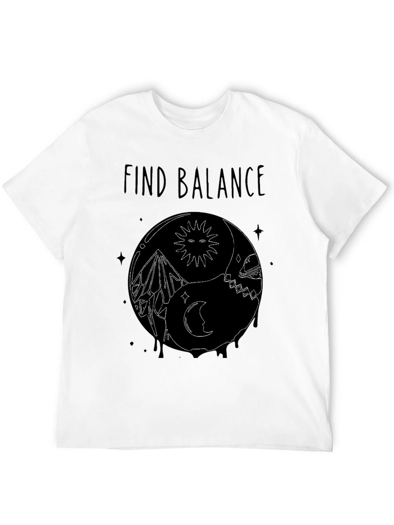 Find Balance Yin Yang Black Graphic T-Shirt
