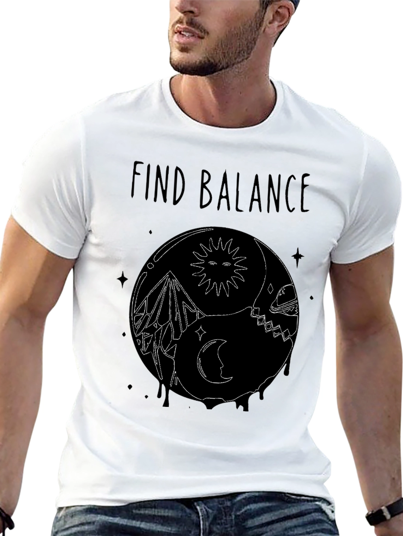 Find Balance Yin Yang Black Graphic T-Shirt