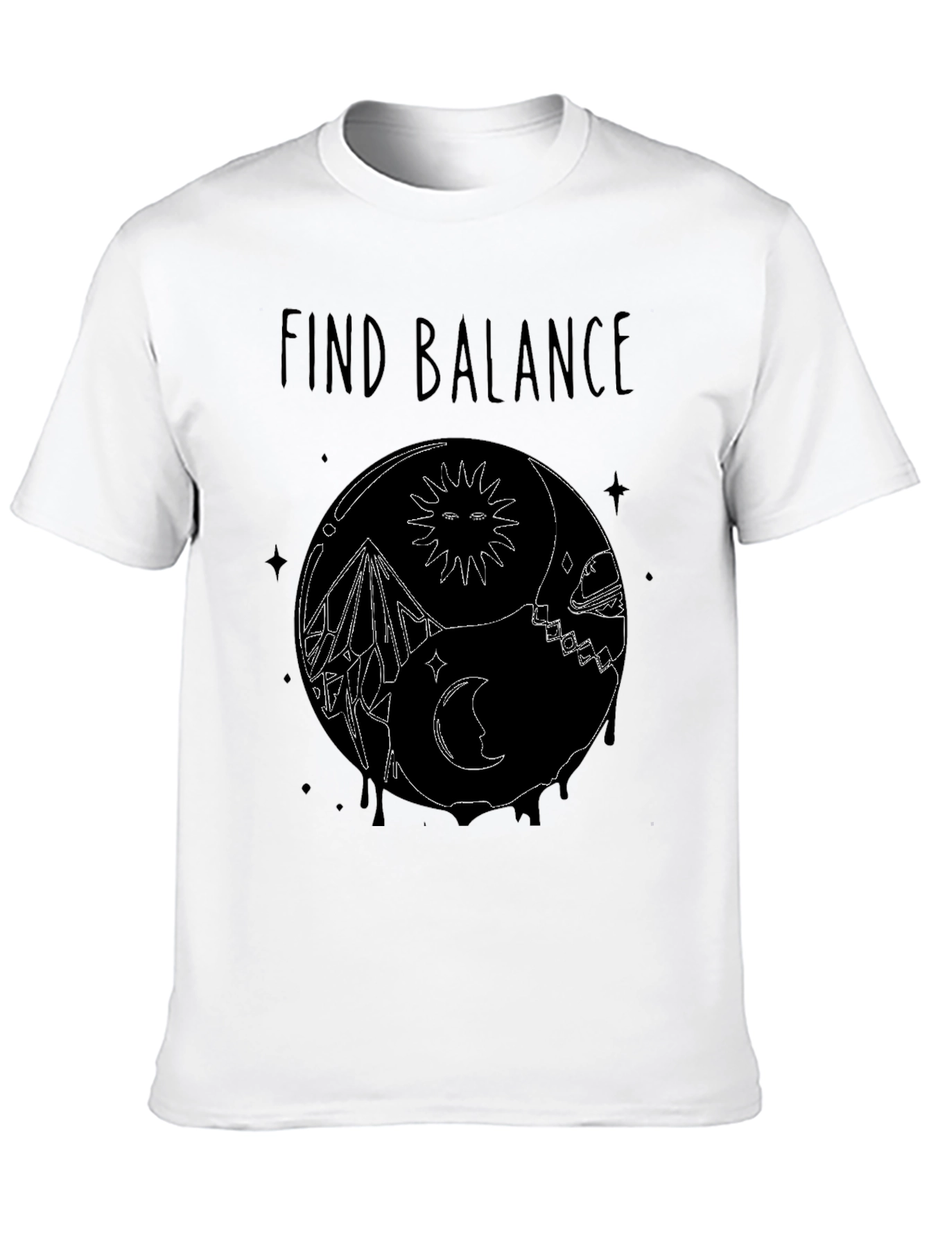 Find Balance Yin Yang Black Graphic T-Shirt