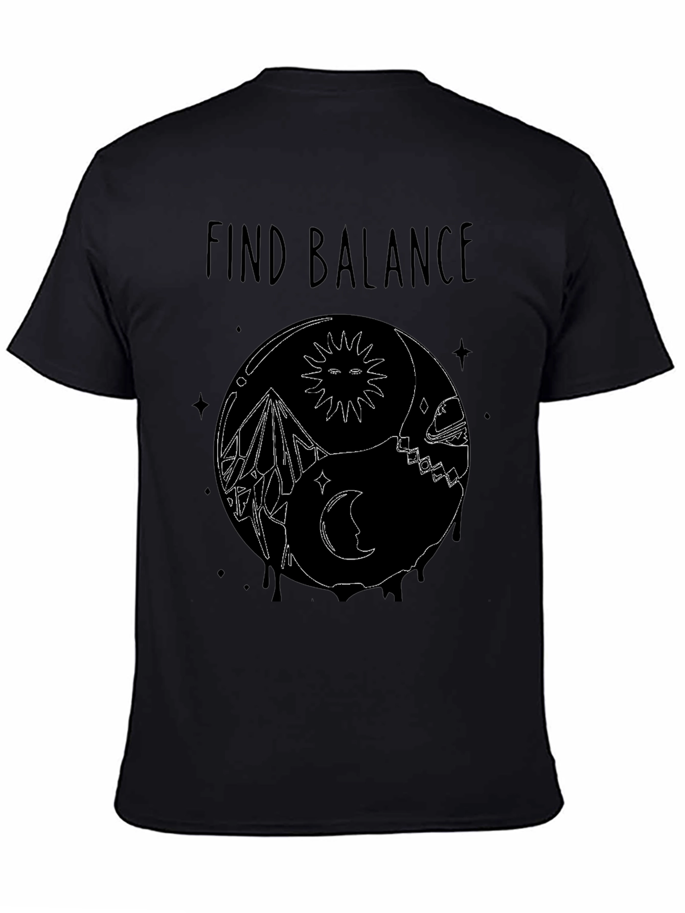Find Balance Yin Yang Black Graphic T-Shirt