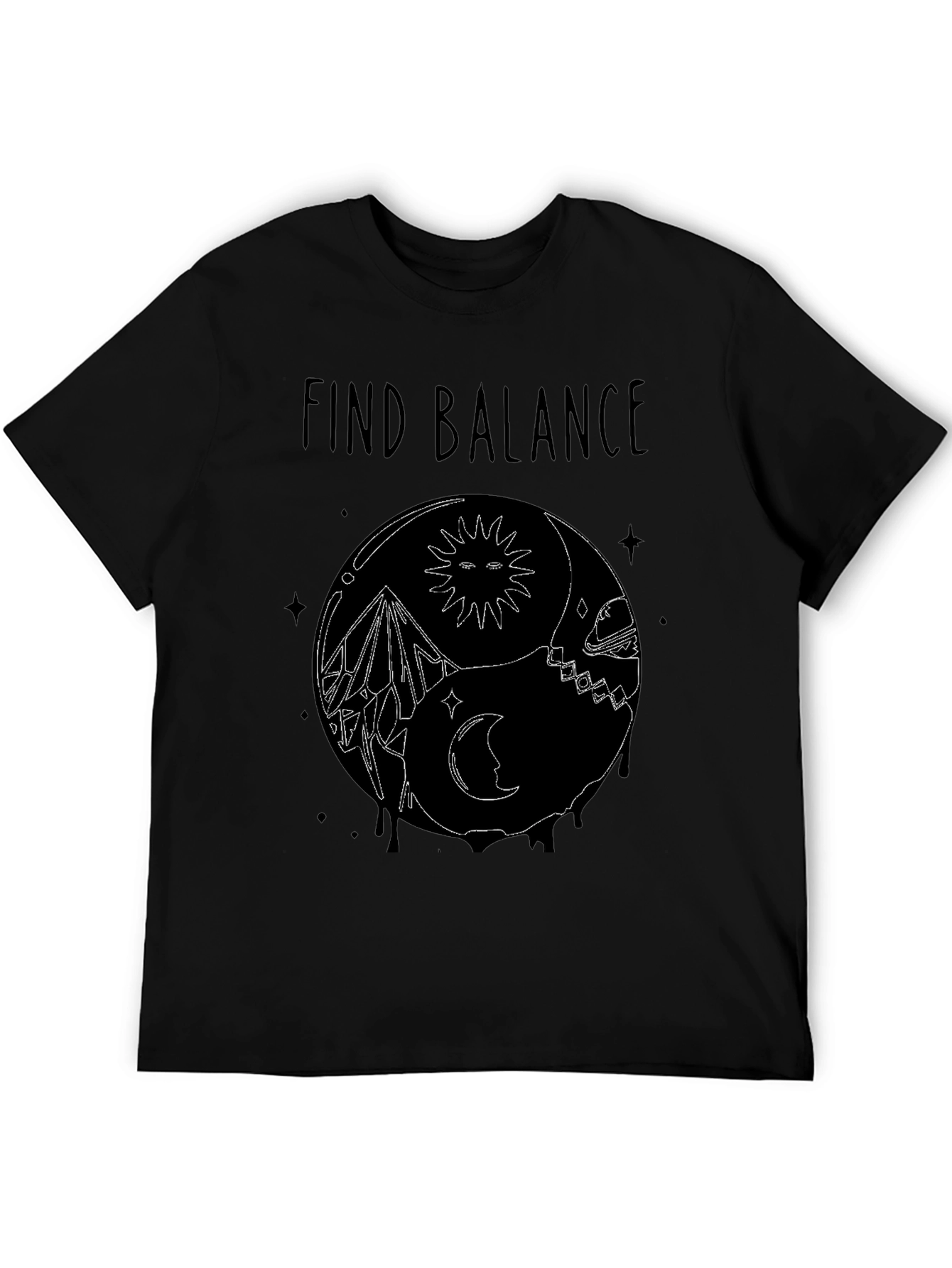 Find Balance Yin Yang Black Graphic T-Shirt