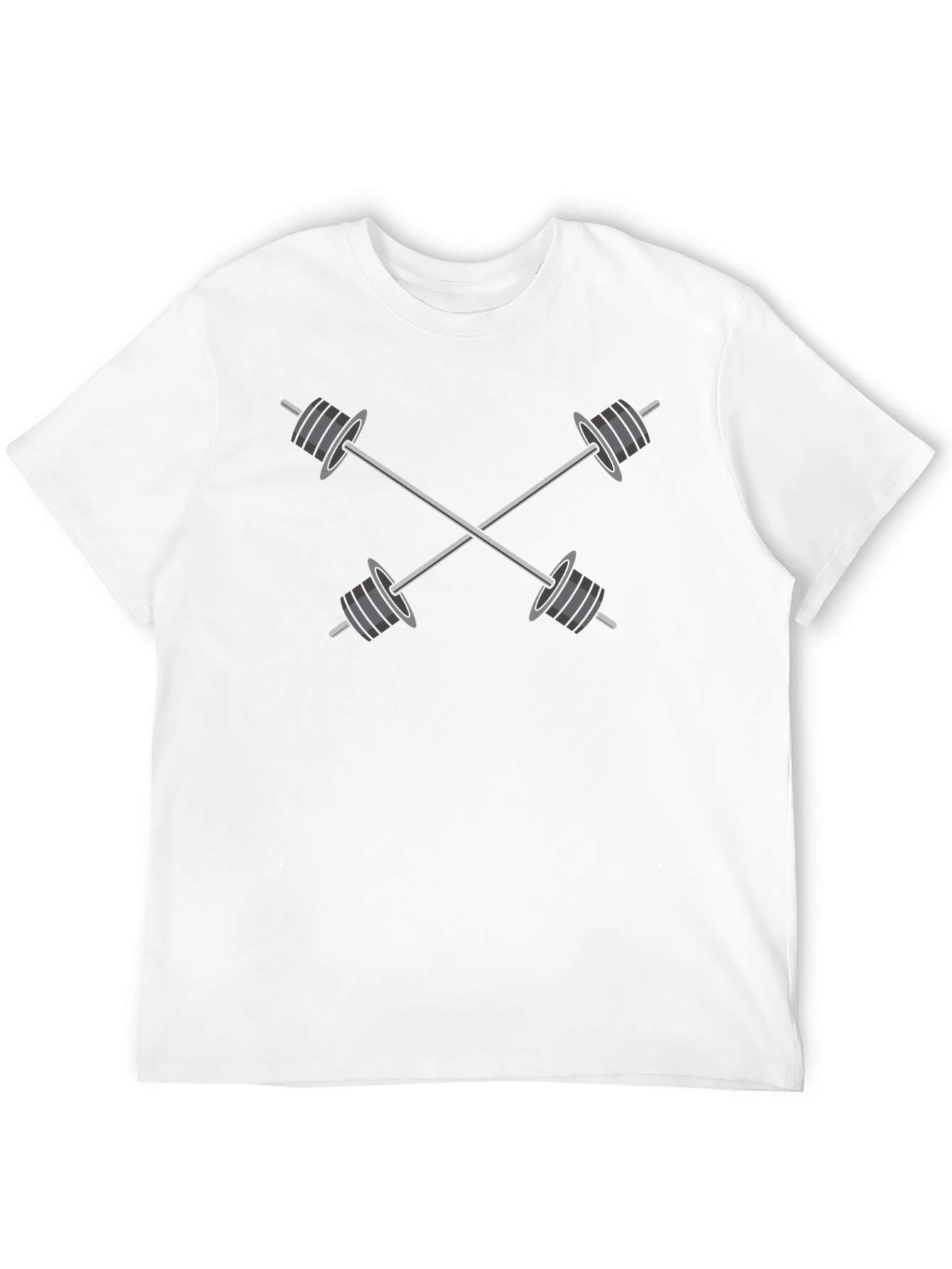 Crossed Barbells Graphic Tee - Black Cotton Gym Shirt