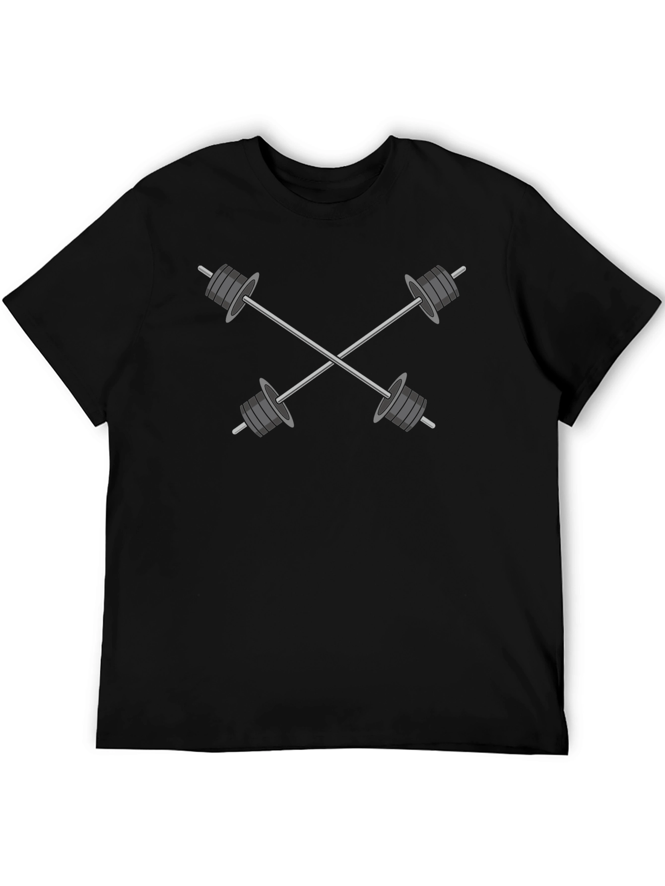 Crossed Barbells Graphic Tee - Black Cotton Gym Shirt