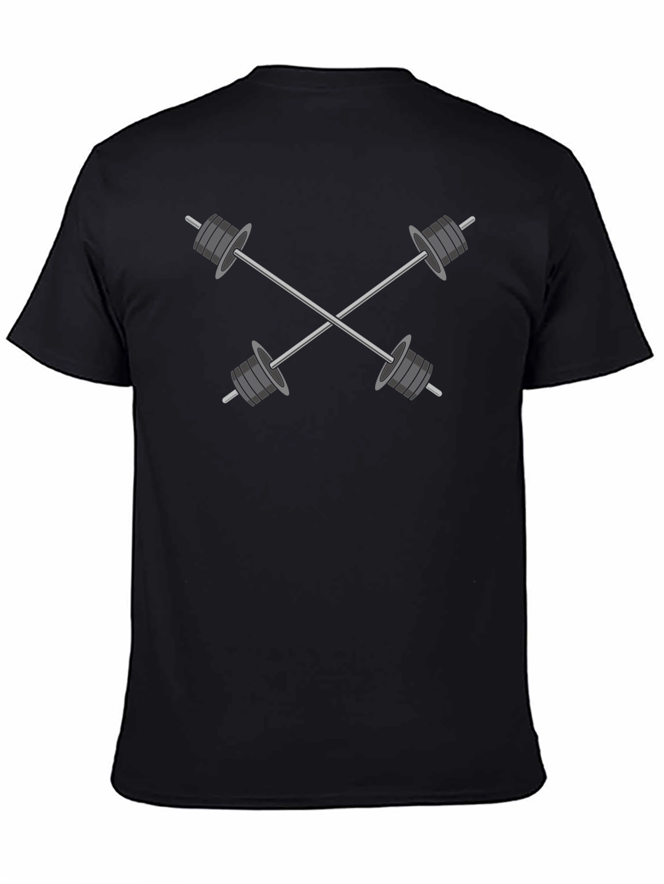 Crossed Barbells Graphic Tee - Black Cotton Gym Shirt
