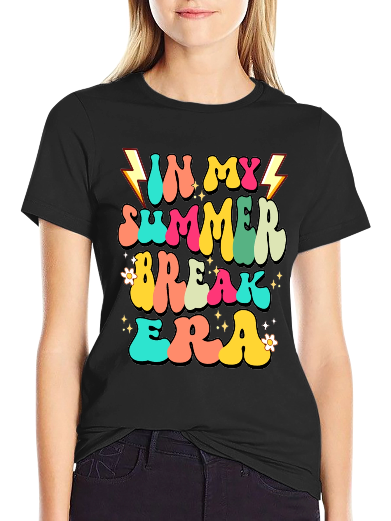 Summer Break Era Black Graphic Tee