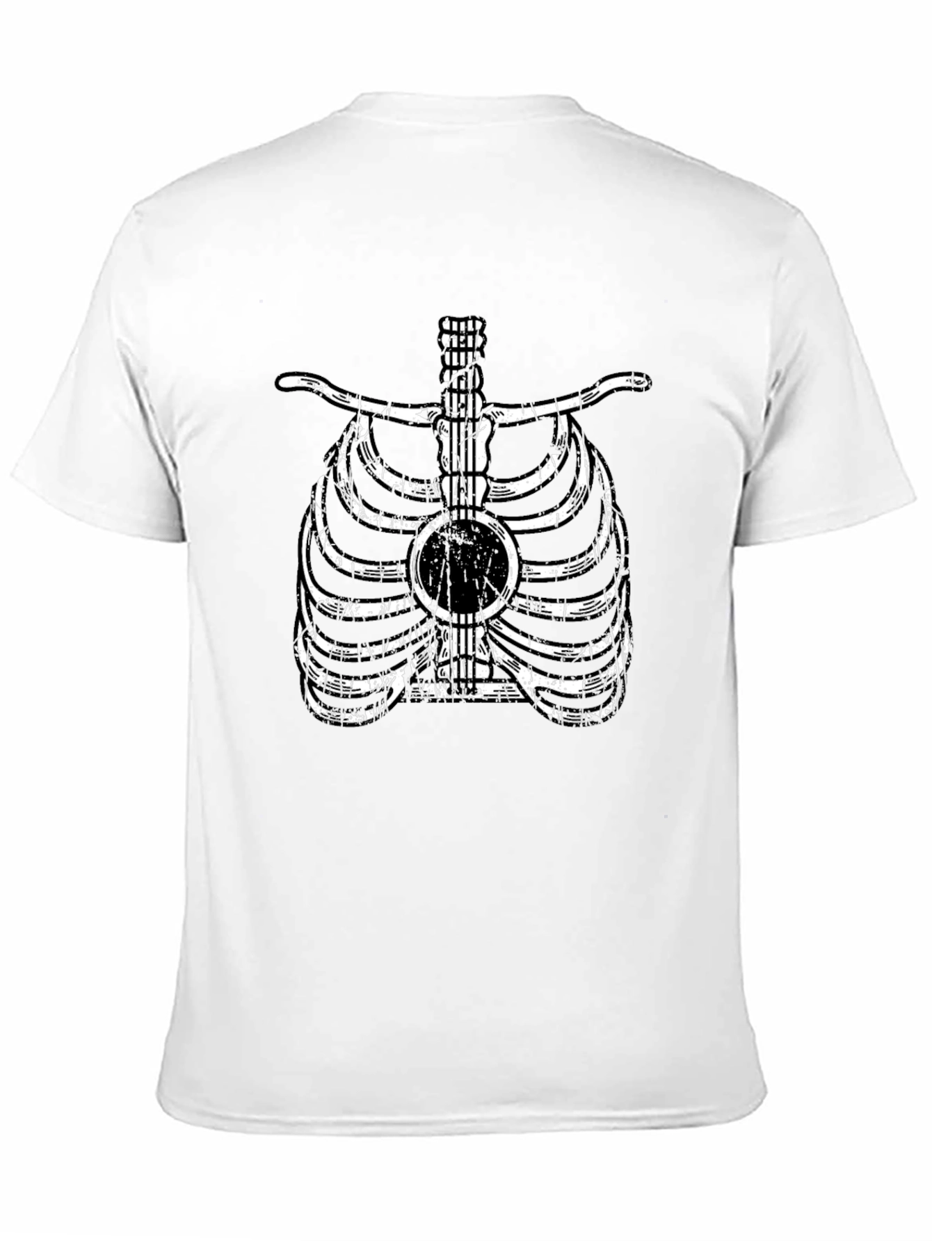 Guitar Rib Cage Graphic Tee - Musician Skeleton T-Shirt