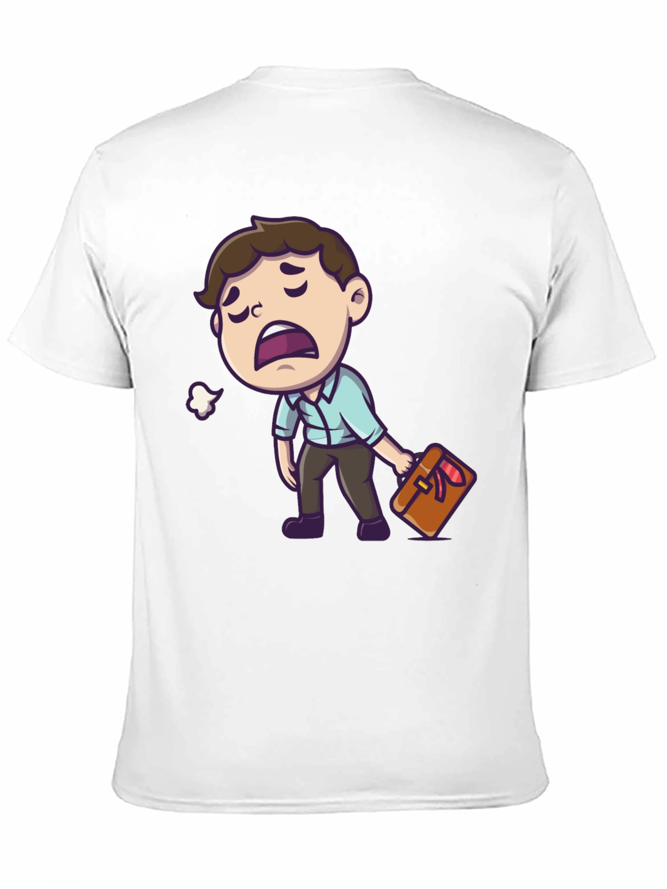 Tired Cartoon Man Graphic Tee - Black Casual Shirt