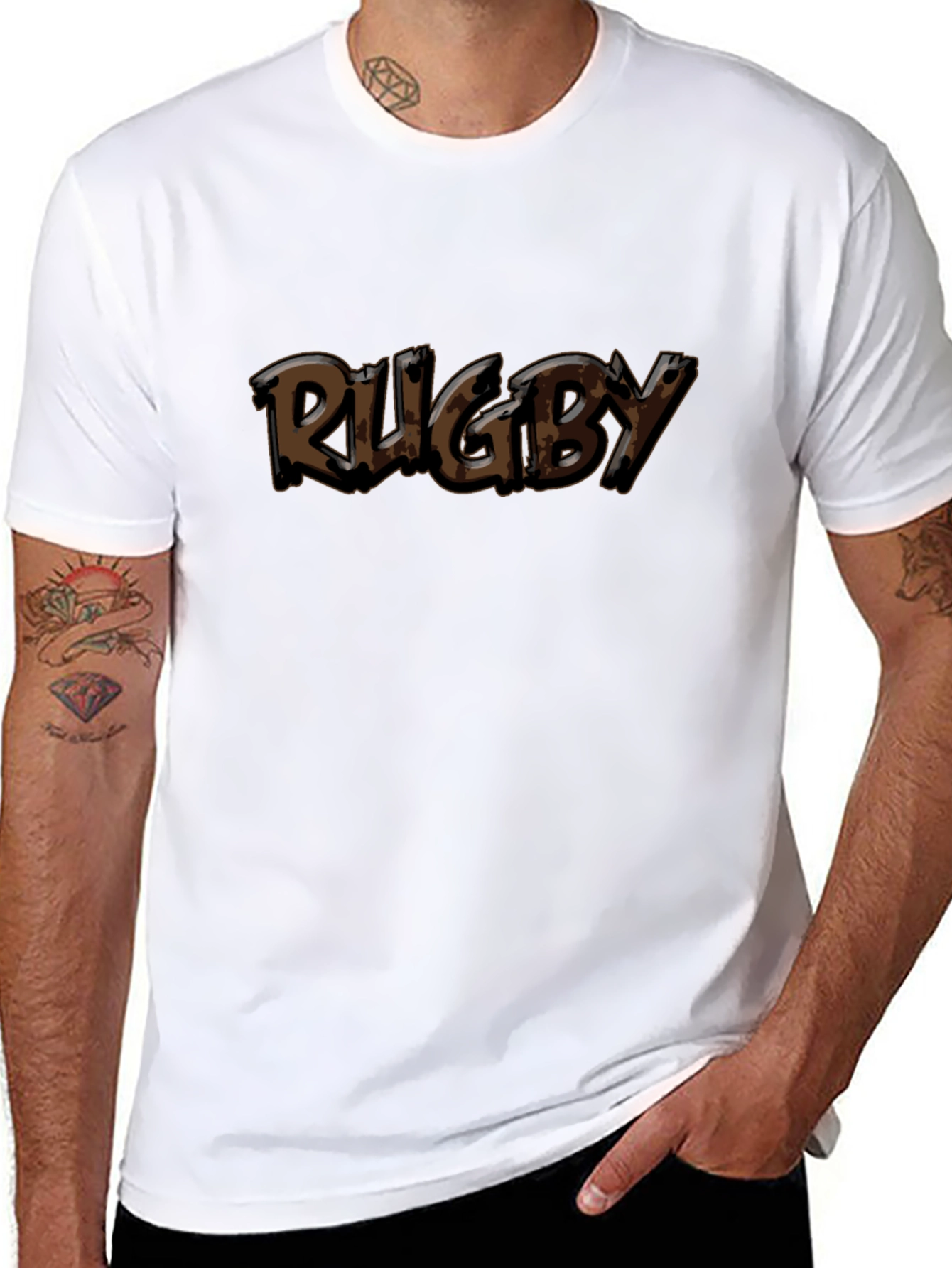 Rugby Graphic Print Black T-Shirt