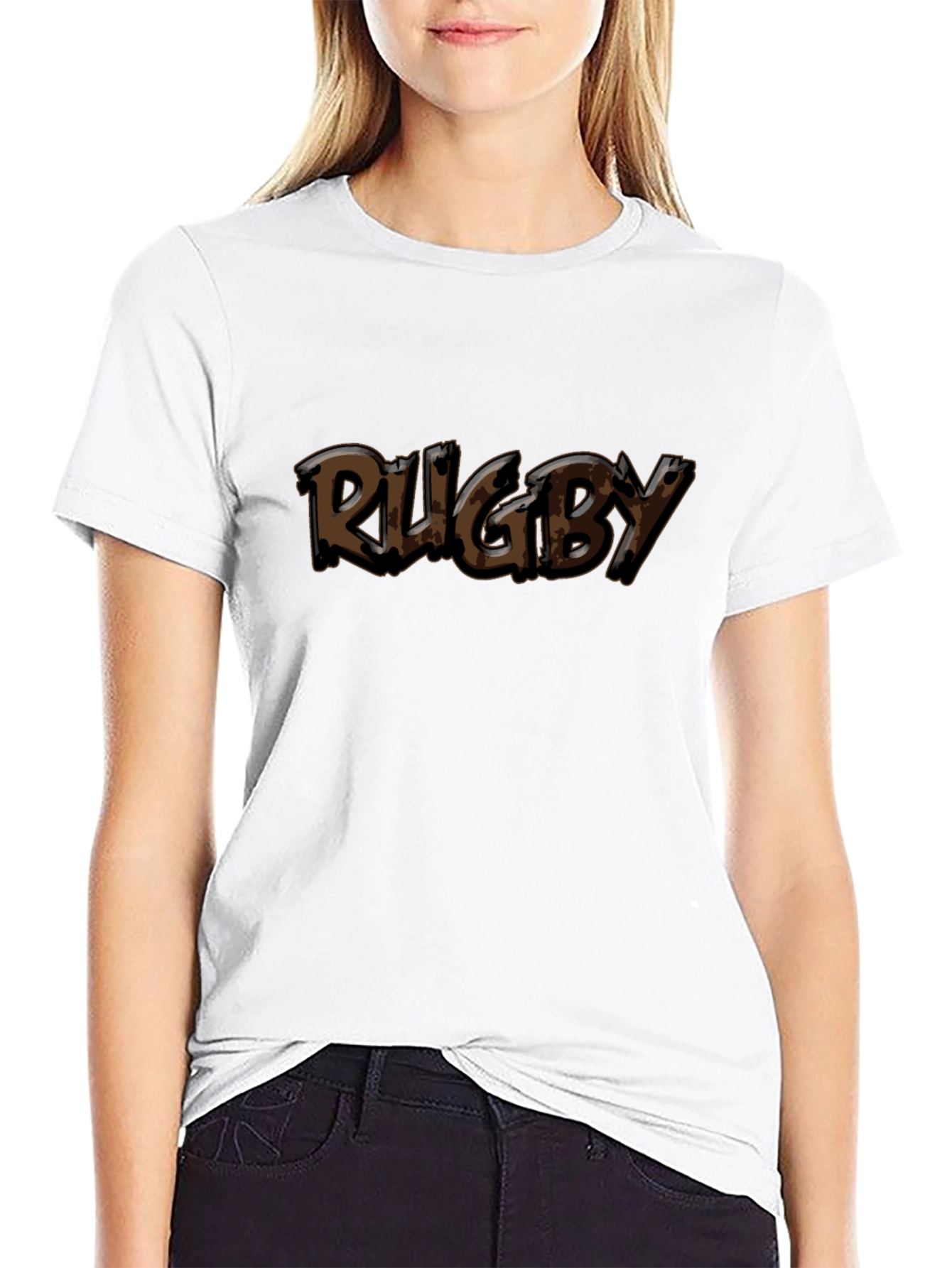Rugby Graphic Print Black T-Shirt